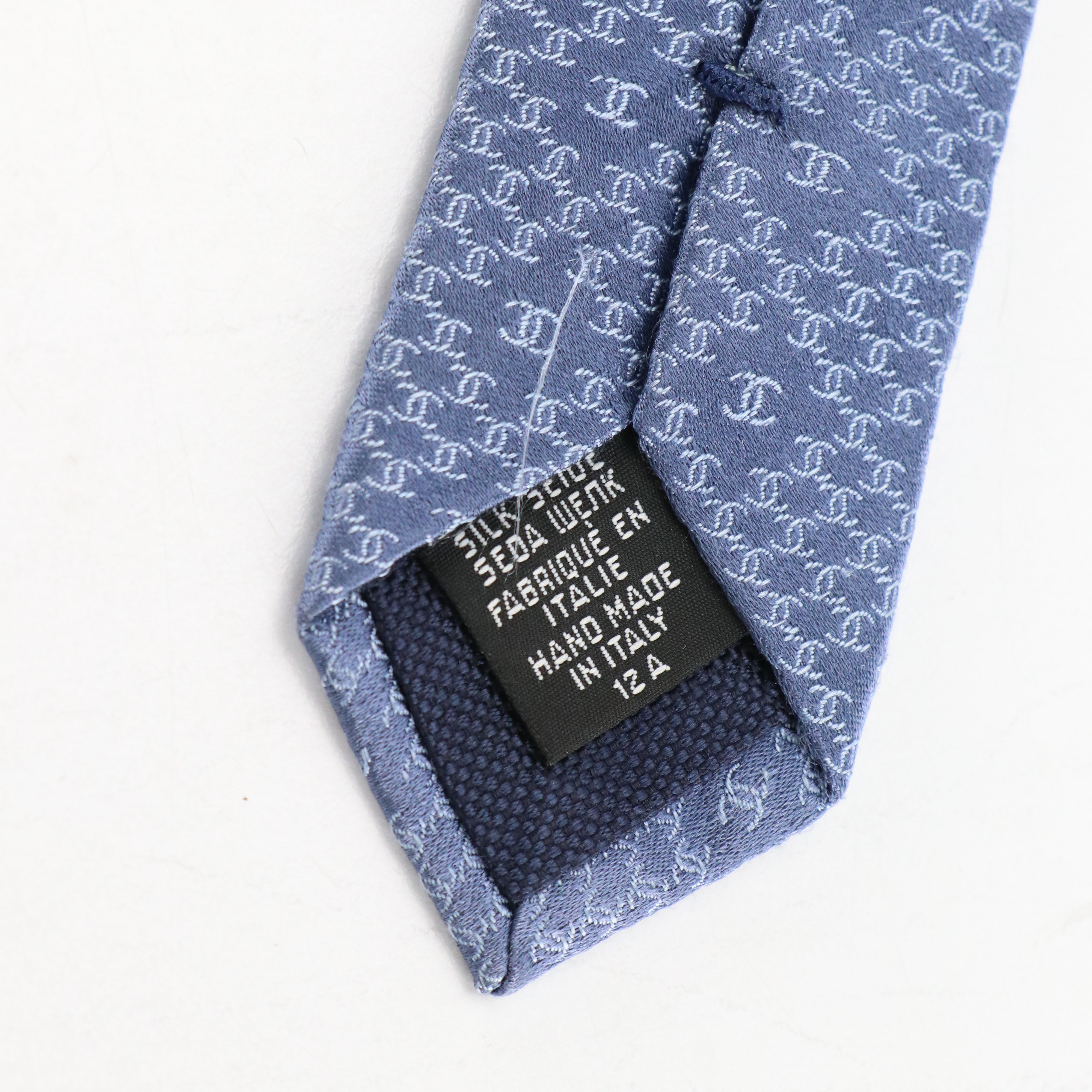 Chanel Tonal CC Pattern Tall Necktie in Silk Jacquard