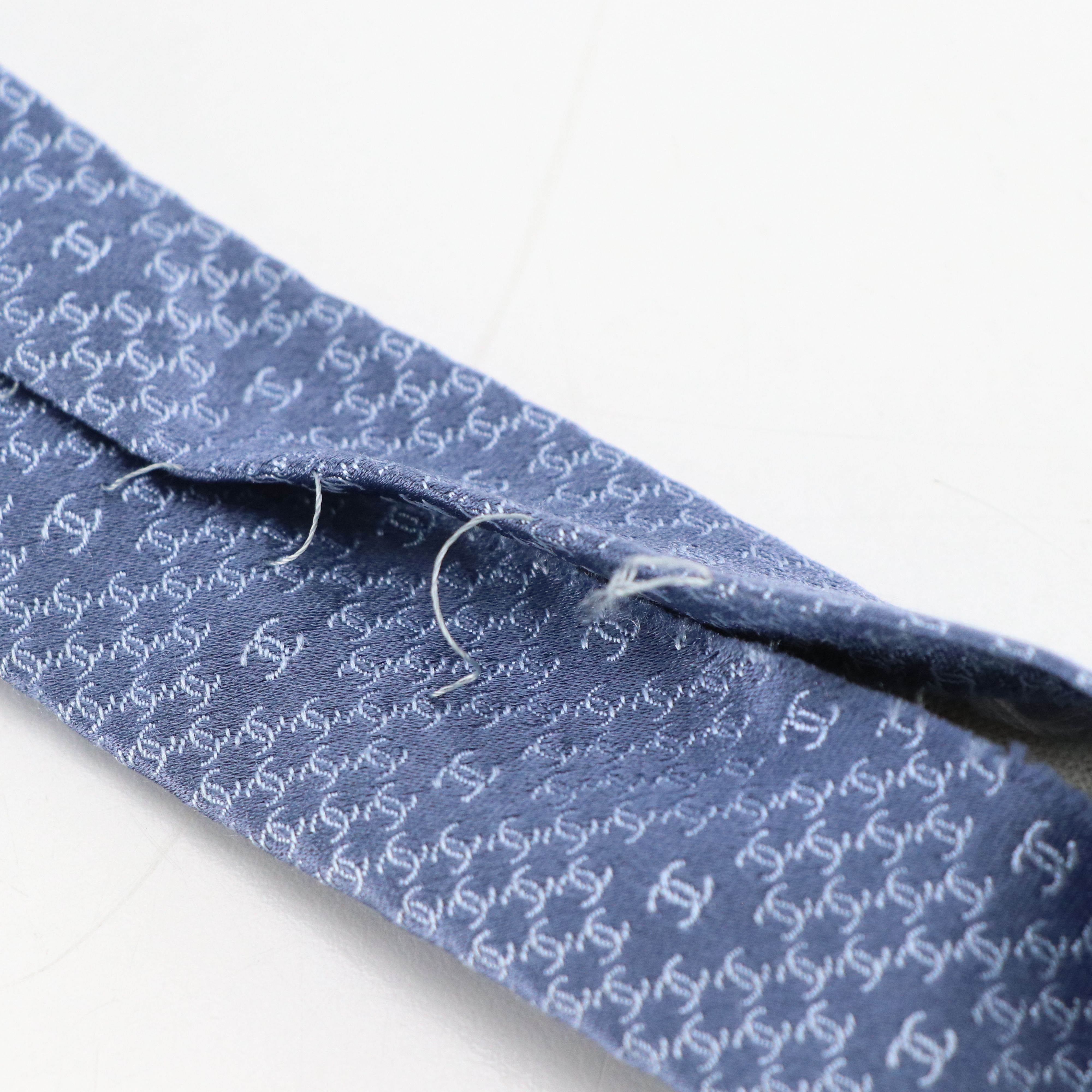 Chanel Tonal CC Pattern Tall Necktie in Silk Jacquard