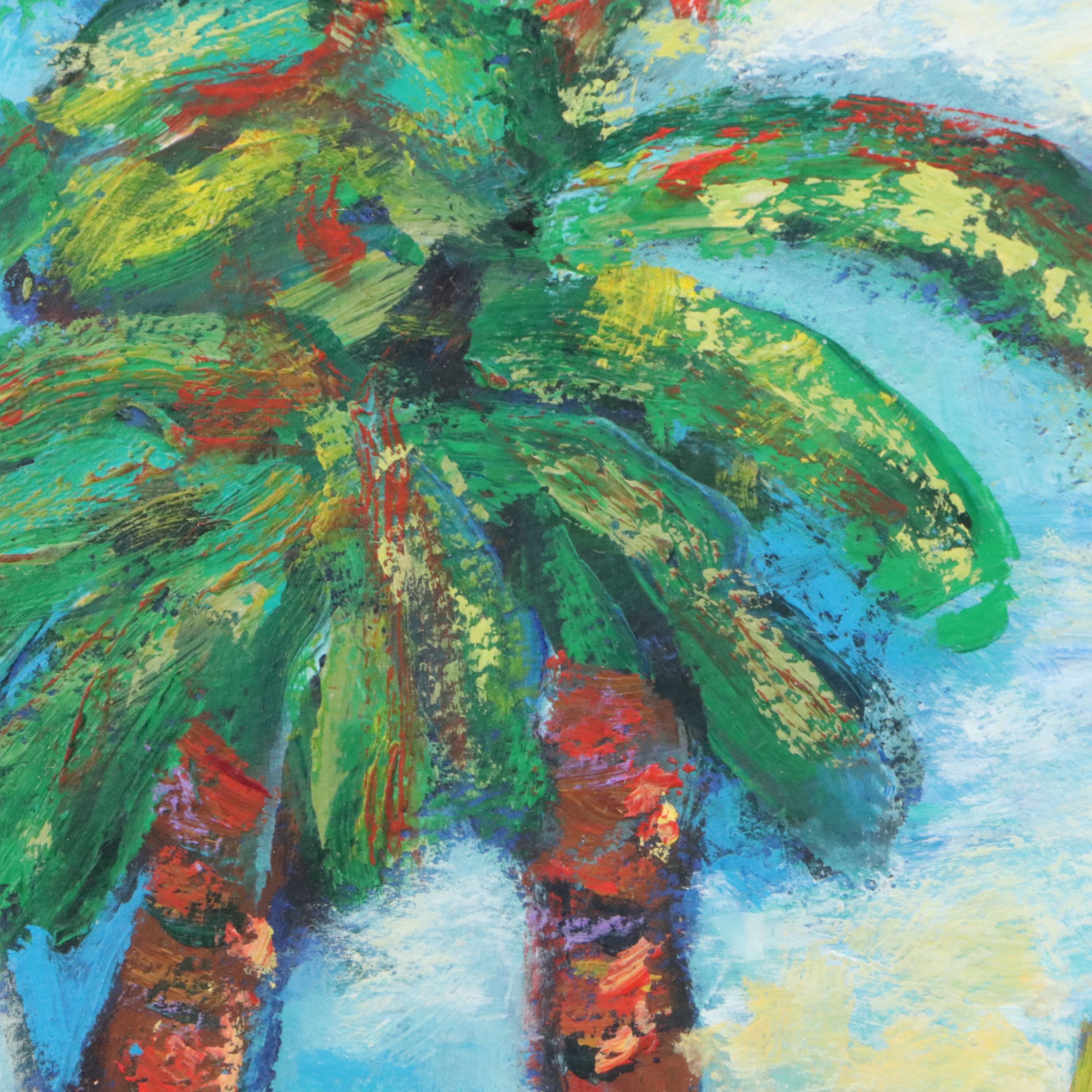 Wanda Ruzicka Oil Painting of Sailboats, Late 20th Century