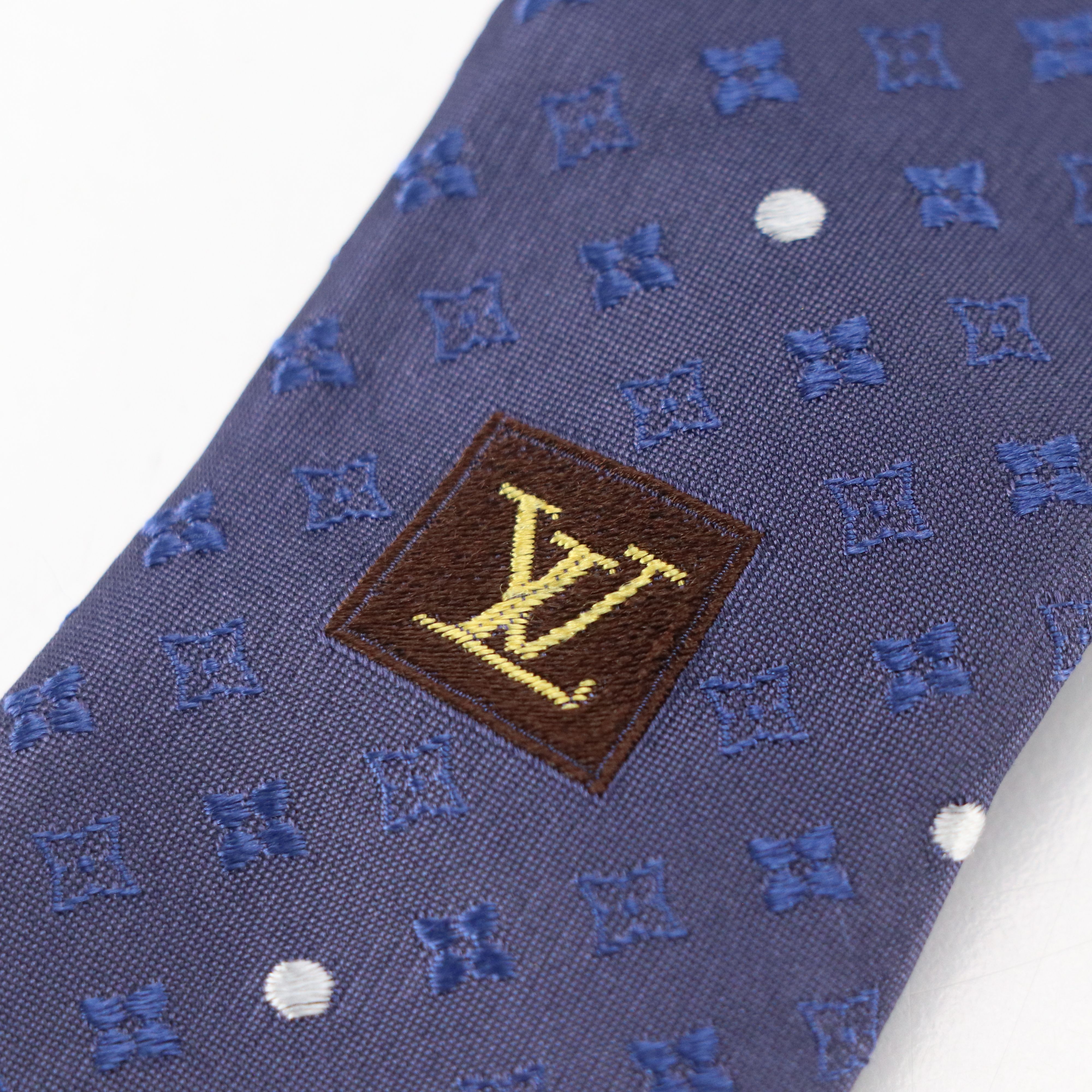 Louis Vuitton Monogram Flower Dot Pattern Necktie in Silk Jacquard