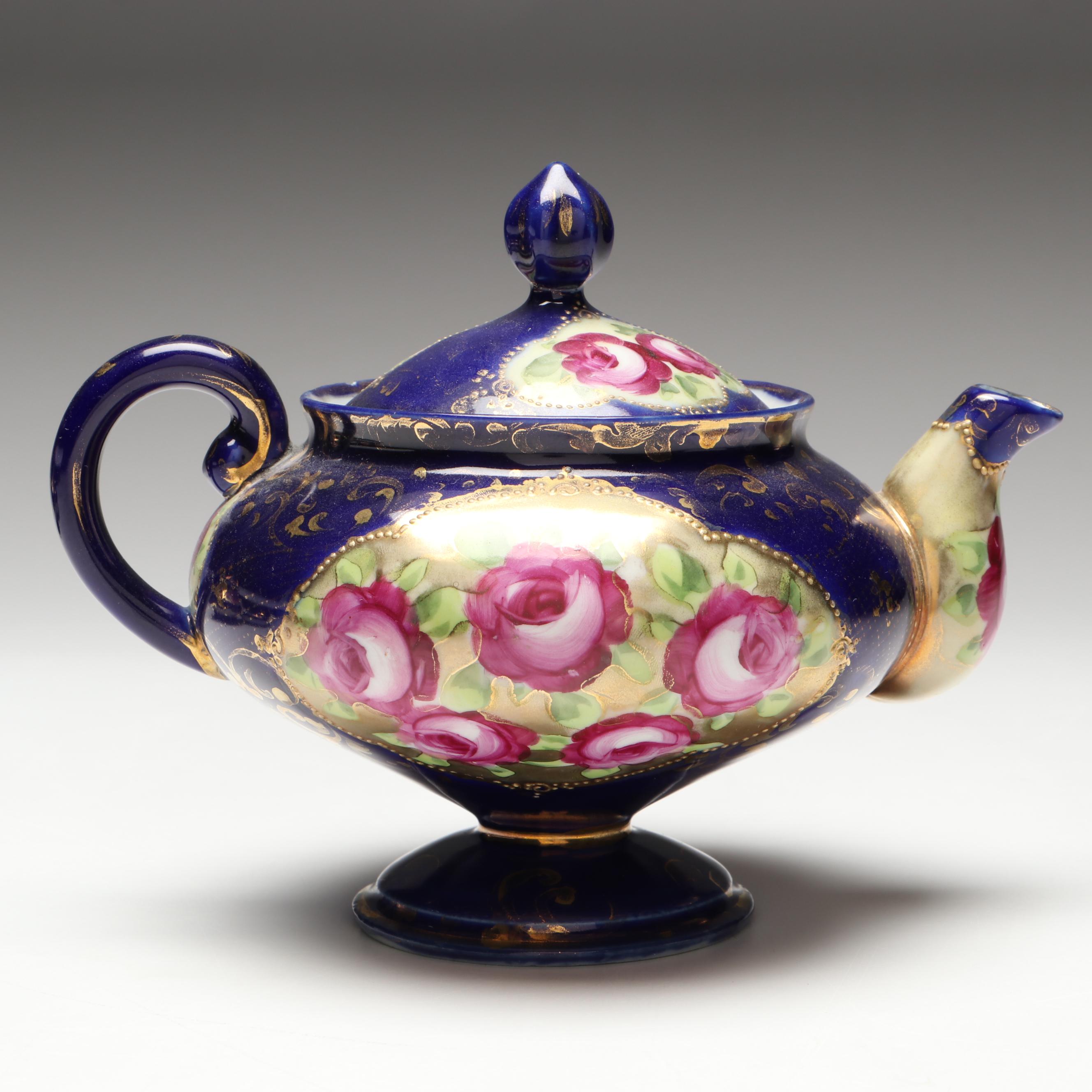 Victorian Floral Gilt Accent Porcelain Partial Tea Set