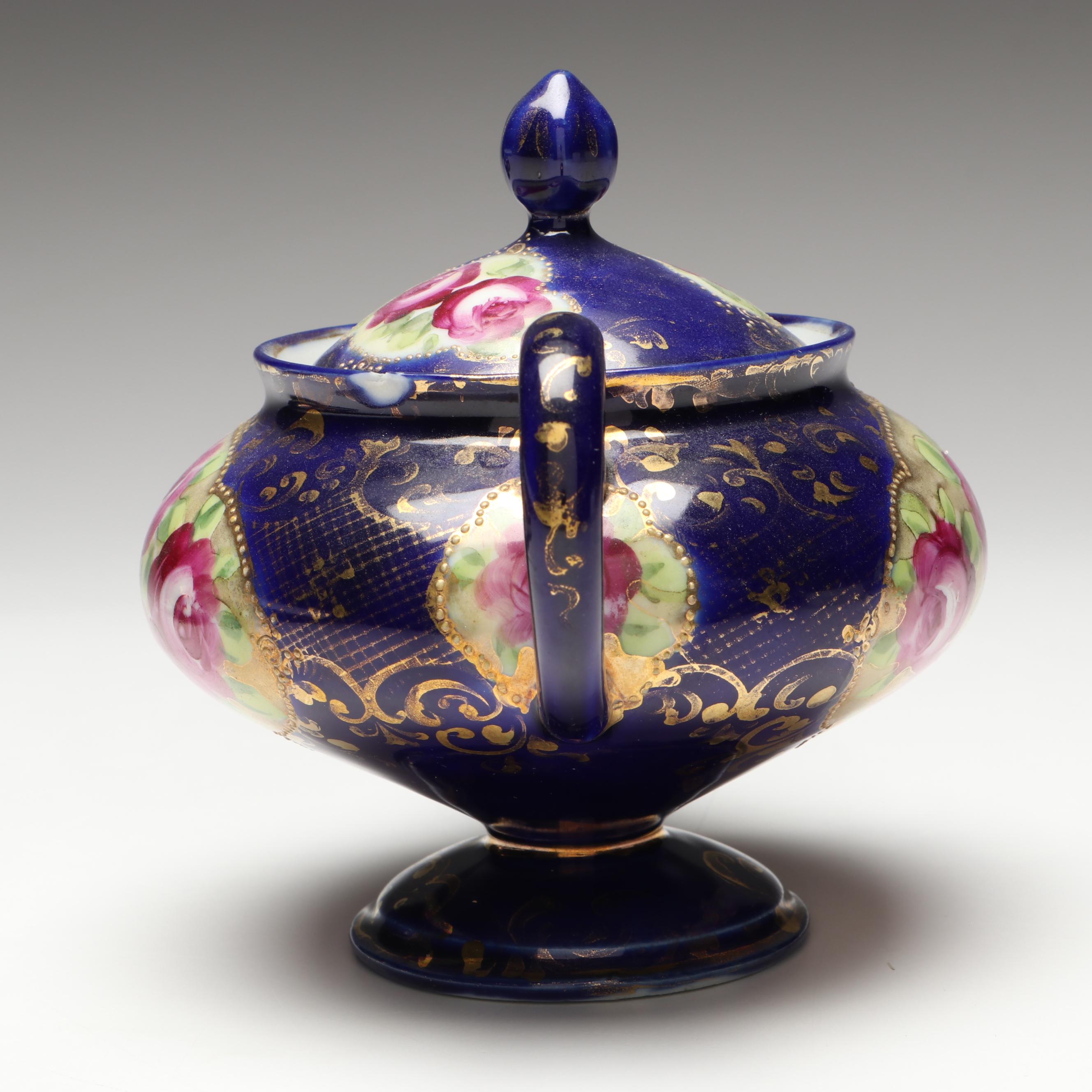 Victorian Floral Gilt Accent Porcelain Partial Tea Set