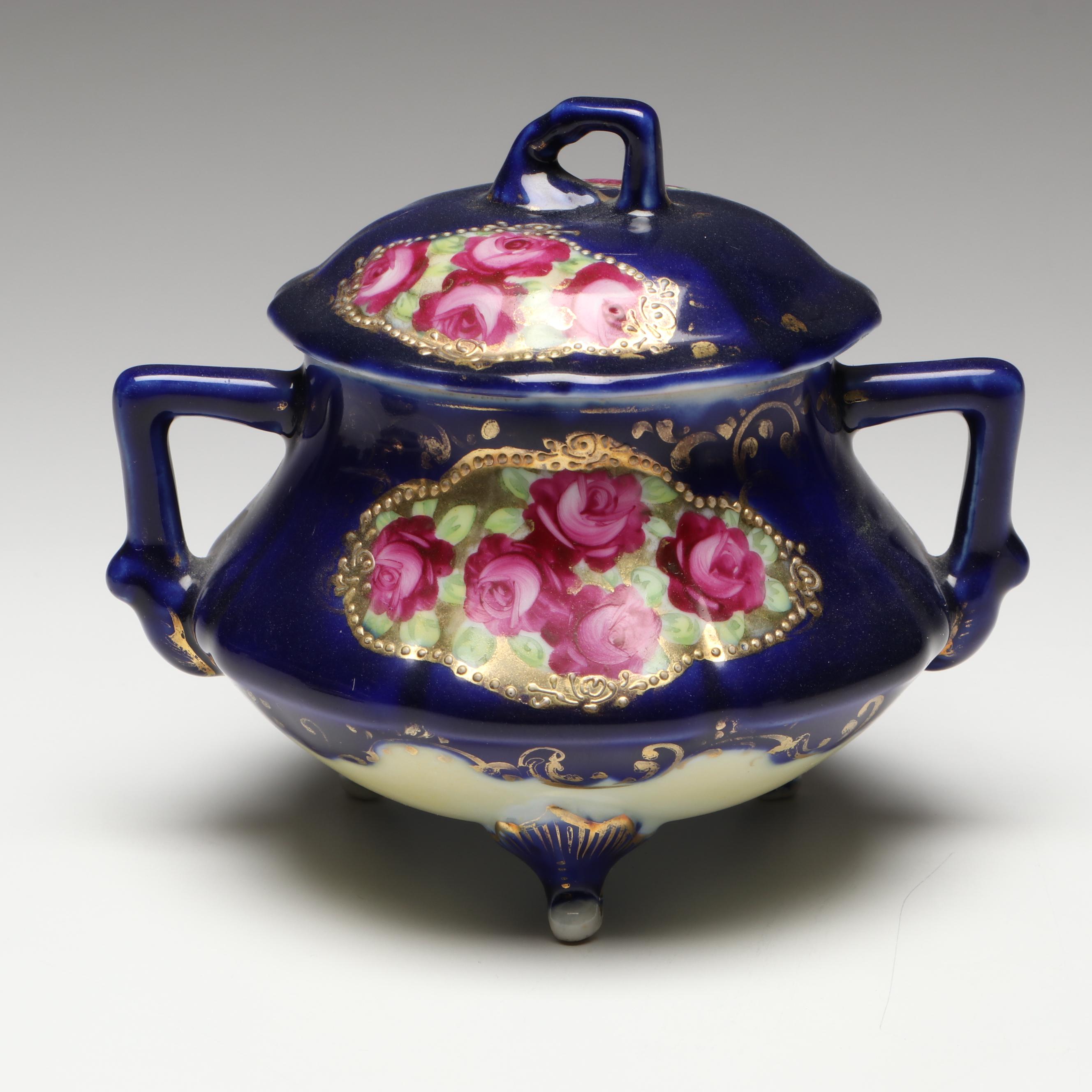 Victorian Floral Gilt Accent Porcelain Partial Tea Set