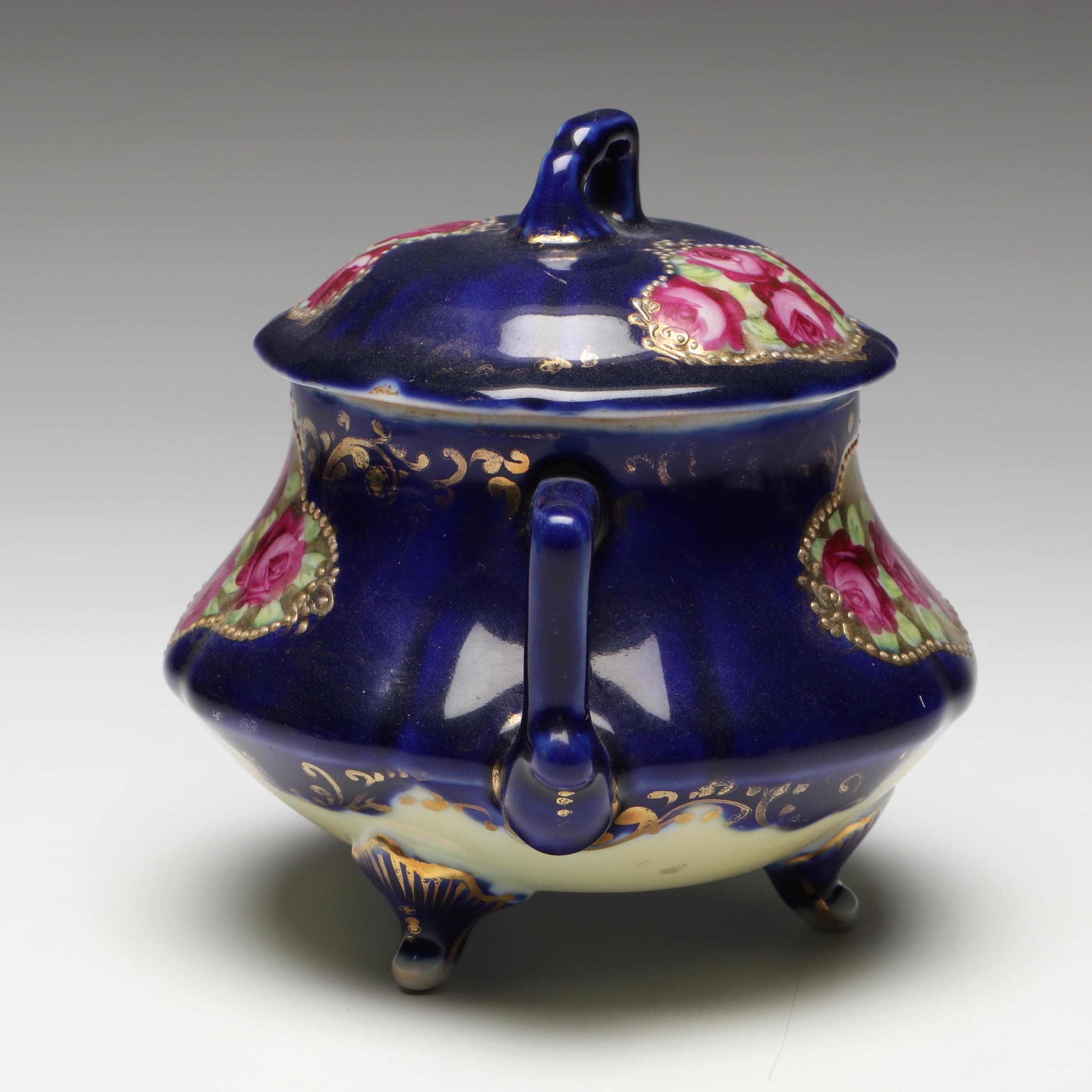 Victorian Floral Gilt Accent Porcelain Partial Tea Set