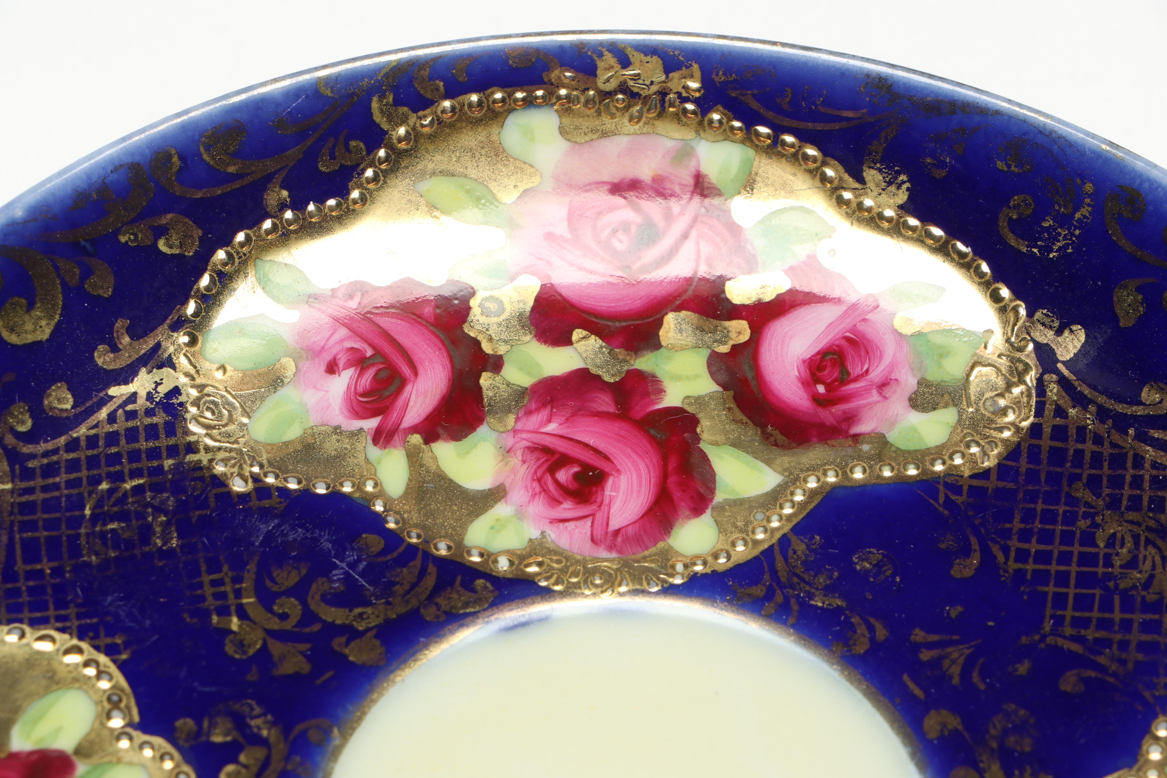 Victorian Floral Gilt Accent Porcelain Partial Tea Set