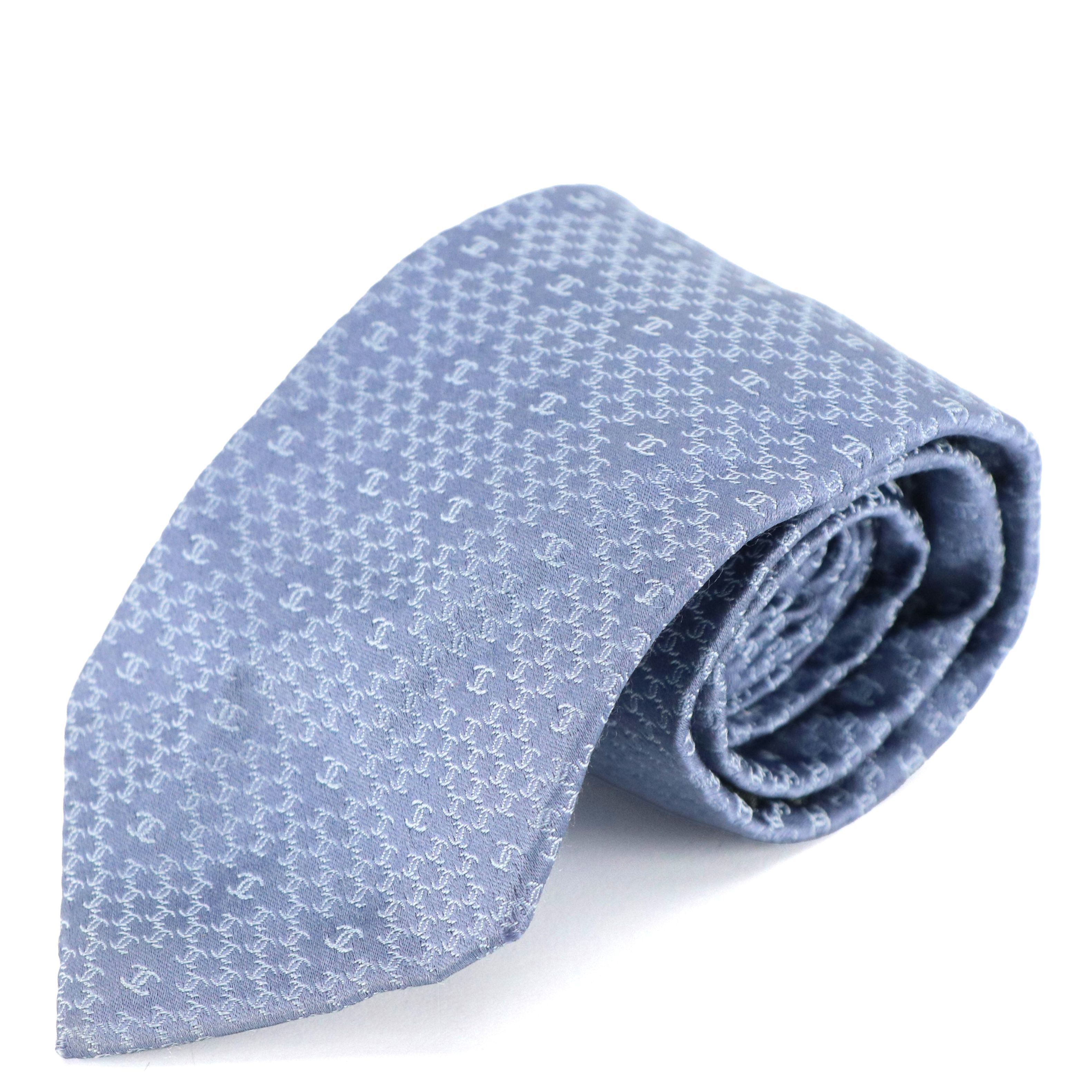 Chanel Tonal CC Pattern Tall Necktie in Silk Jacquard