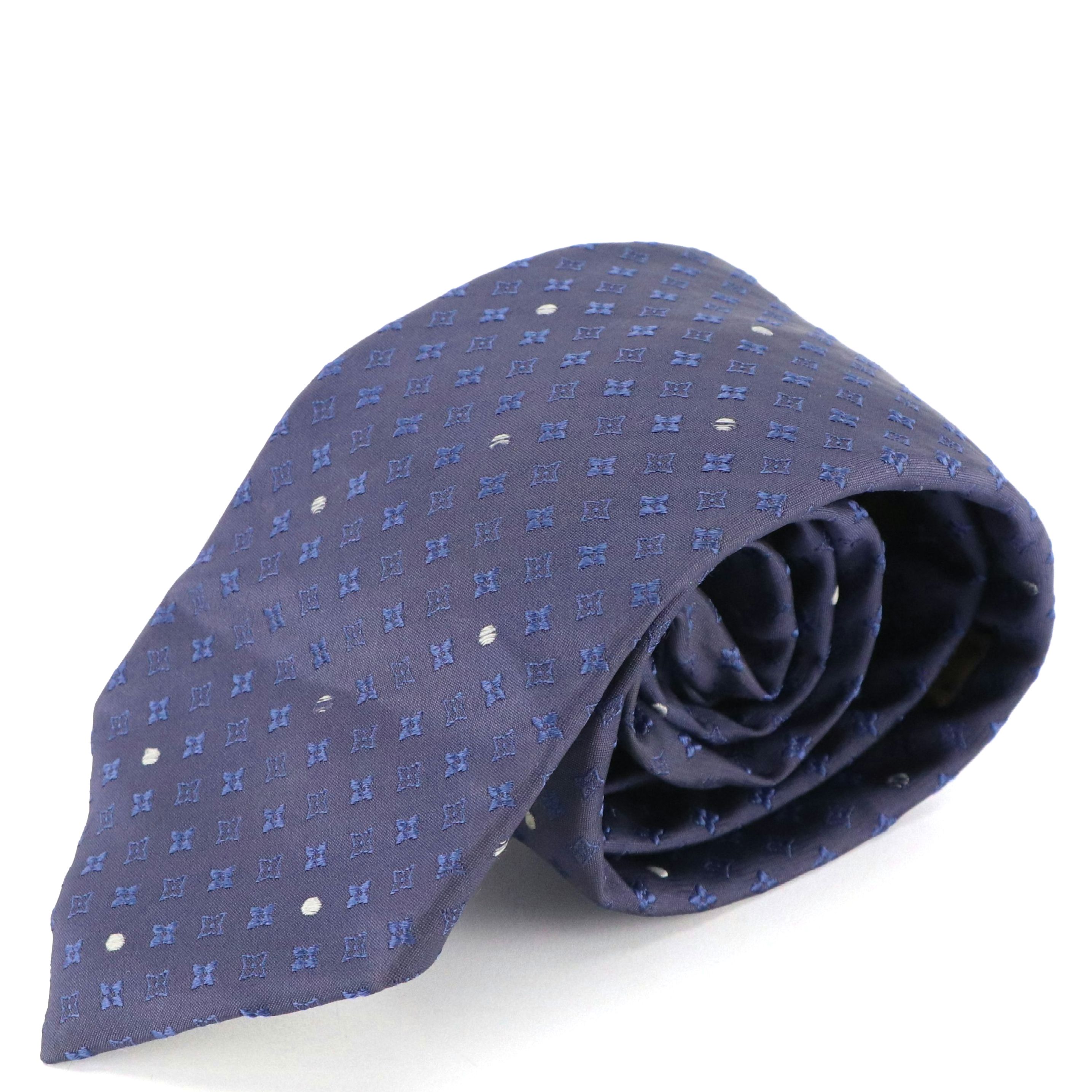Louis Vuitton Monogram Flower Dot Pattern Necktie in Silk Jacquard