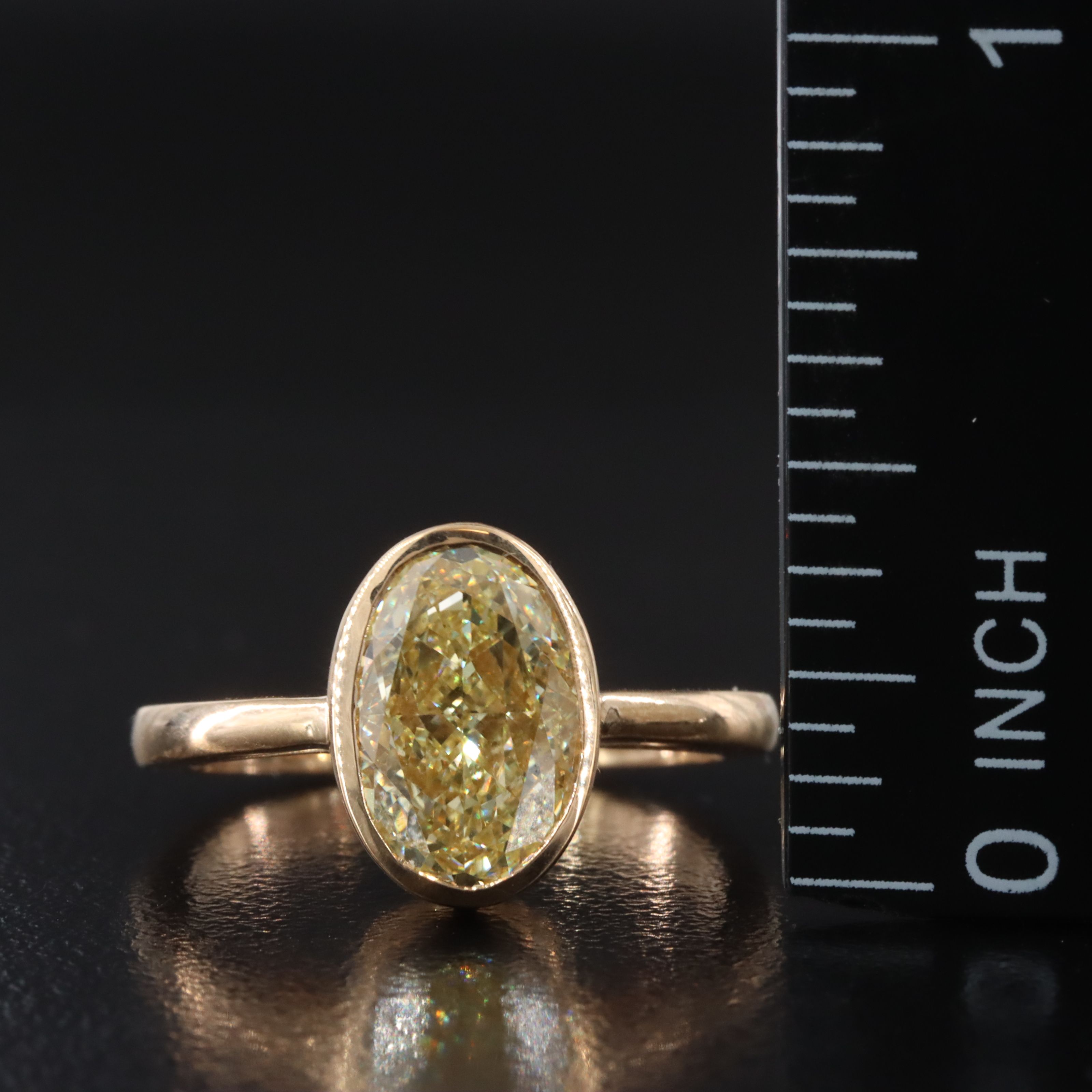 18K 3.01 CT Lab Grown Fancy Yellow Diamond Solitaire Ring with IGI Report