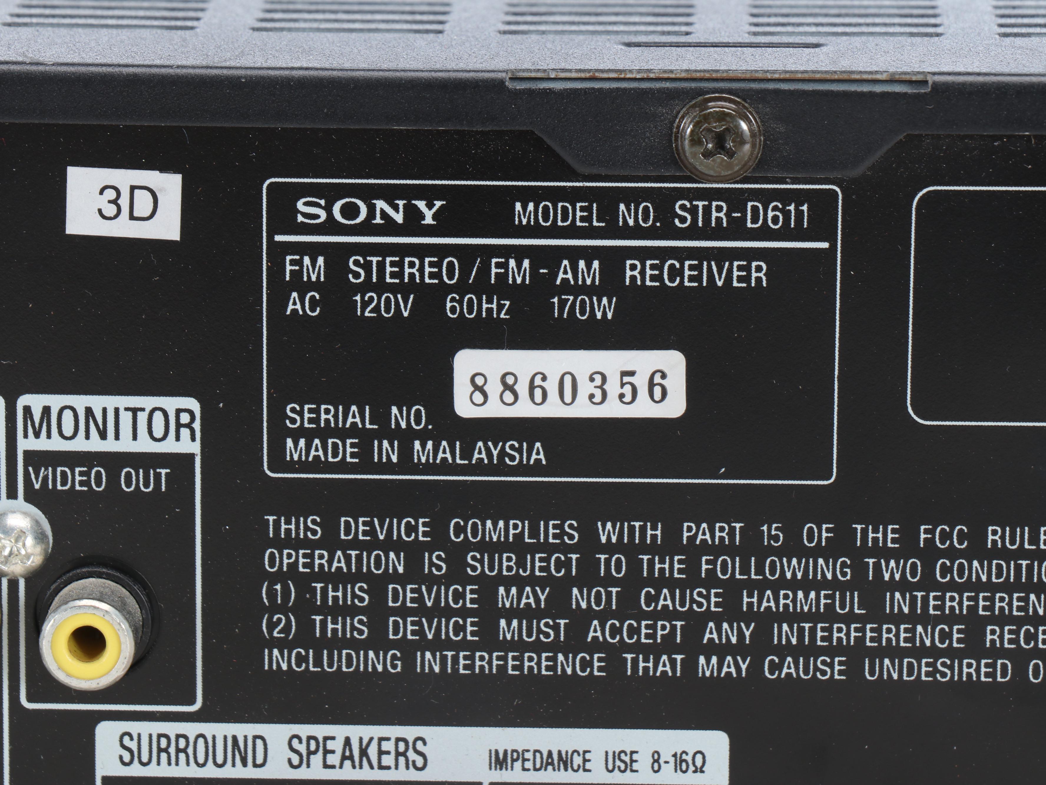 Sony STR-D611 Stereo Receiver