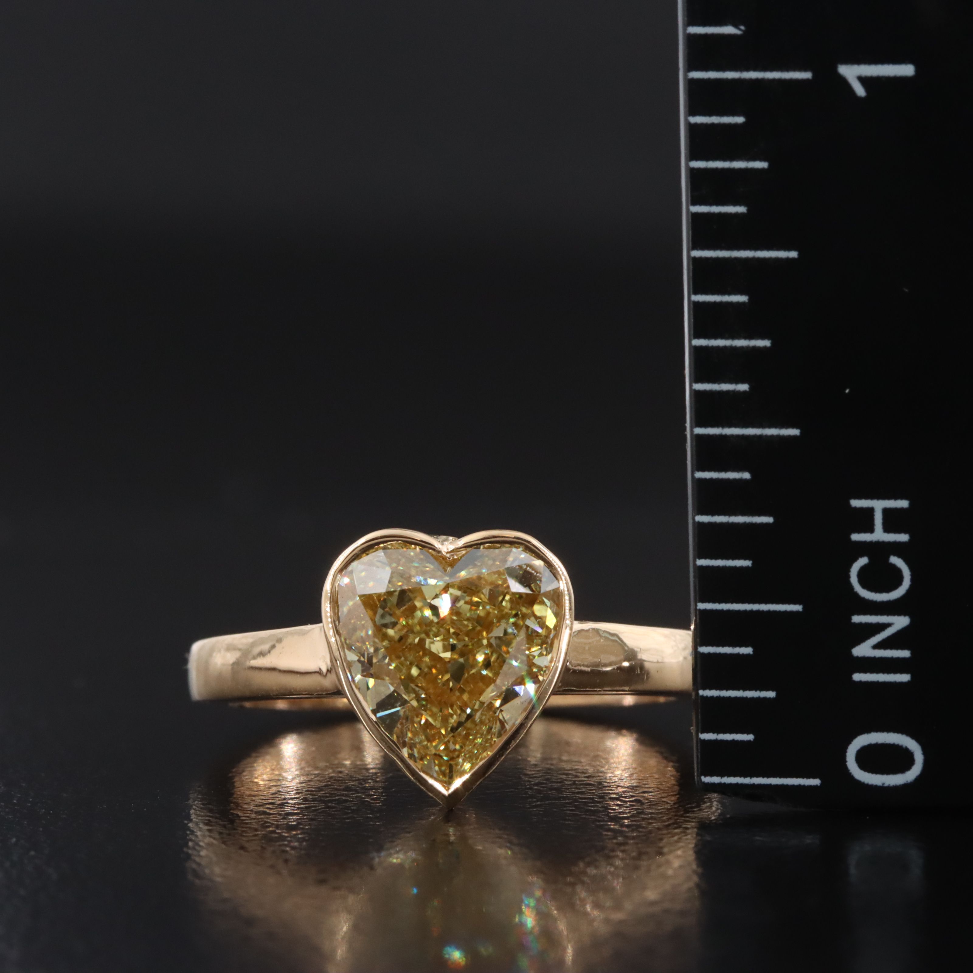 18K 3.00 CT Lab Grown Fancy Intense Yellow Diamond Solitaire Ring w/ IGI Report