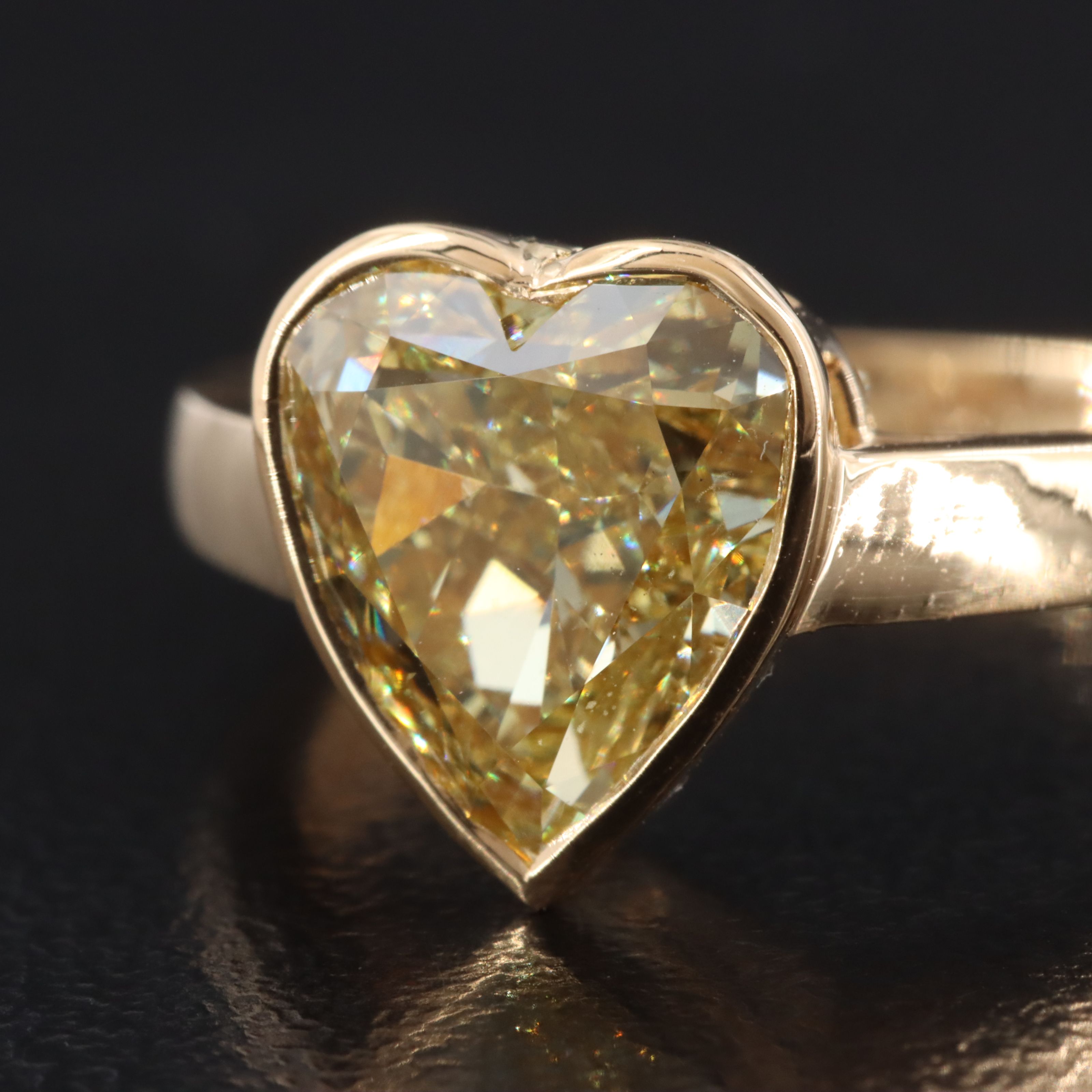 18K 3.00 CT Lab Grown Fancy Intense Yellow Diamond Solitaire Ring w/ IGI Report