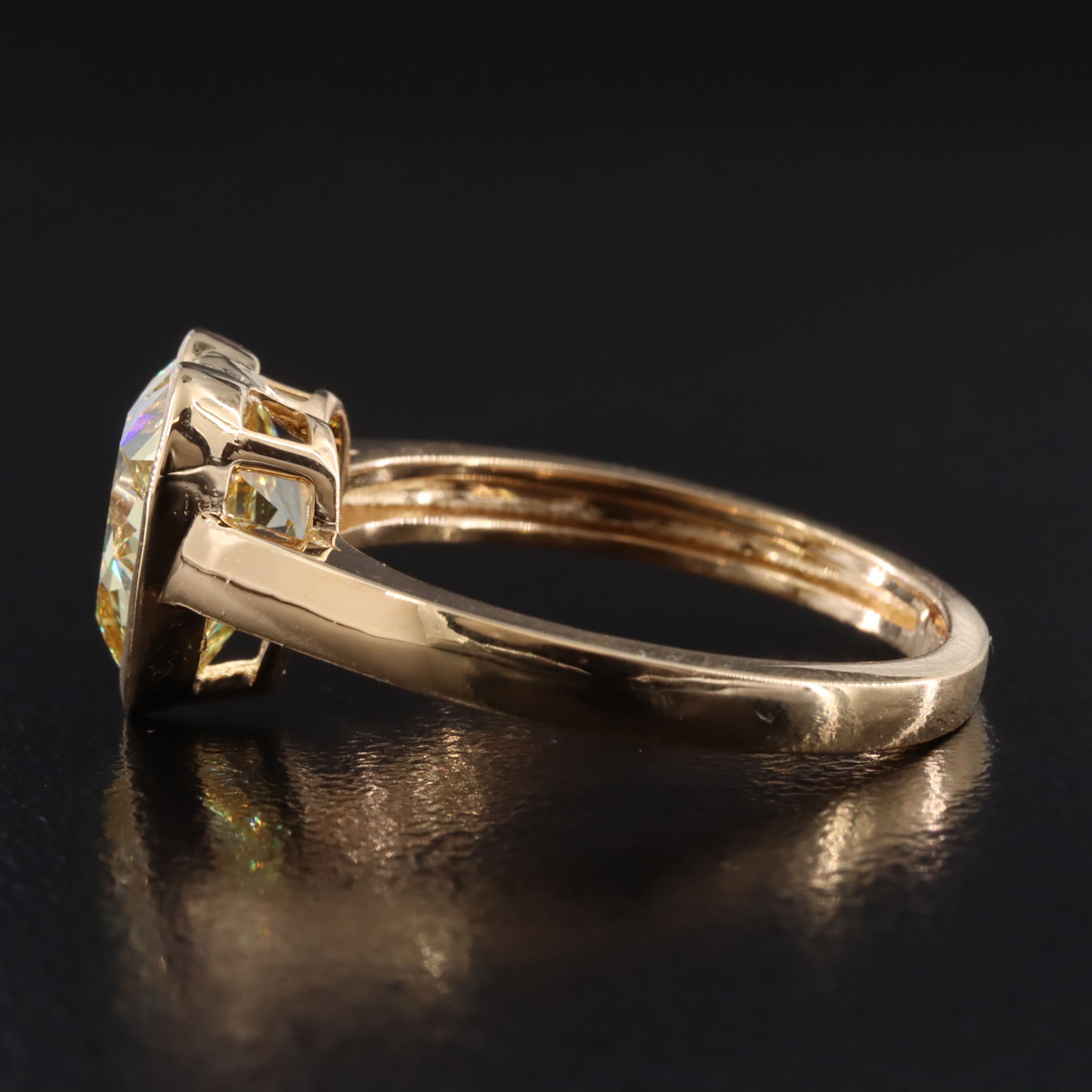 18K 3.00 CT Lab Grown Fancy Intense Yellow Diamond Solitaire Ring w/ IGI Report