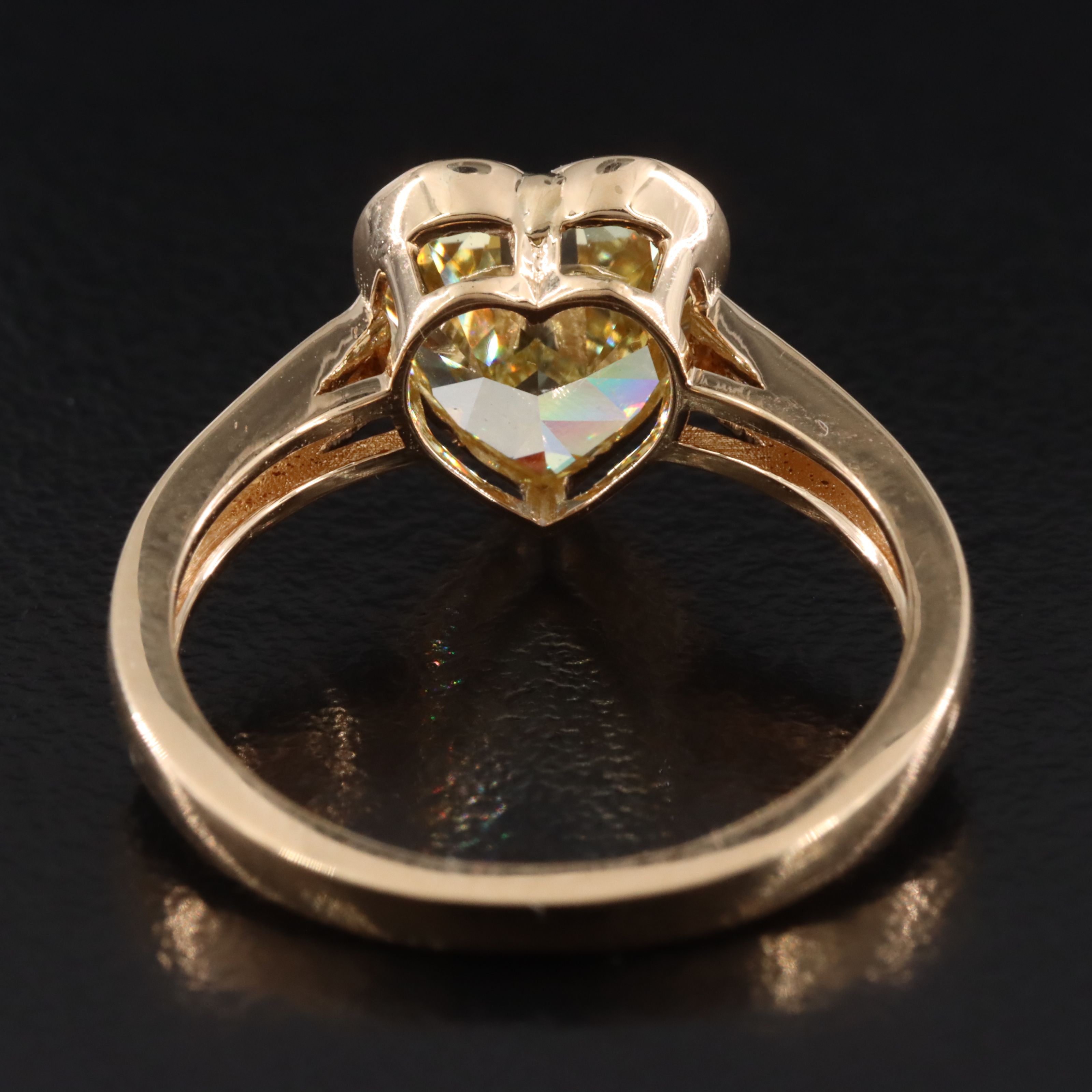 18K 3.00 CT Lab Grown Fancy Intense Yellow Diamond Solitaire Ring w/ IGI Report