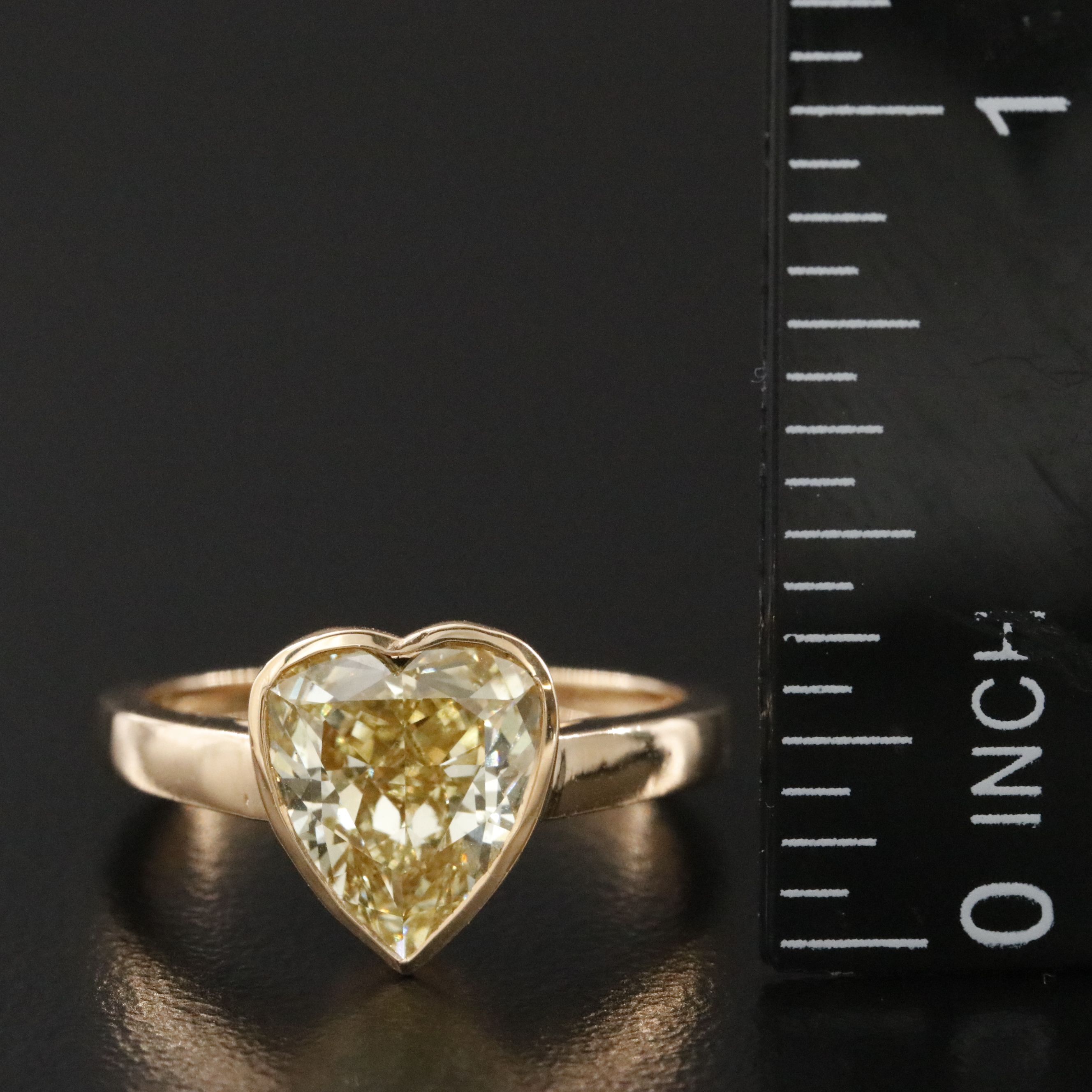 18K 3.00 CT Lab Grown Fancy Yellow Diamond Solitaire Ring with IGI Report