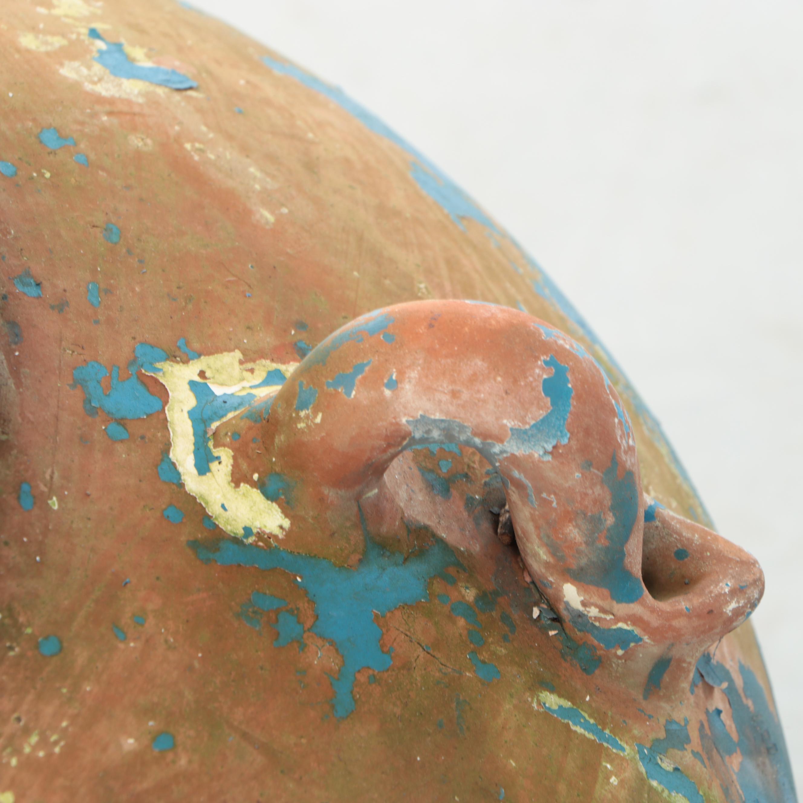 Asian Style Blue Glazed Terracotta Martaban Jar