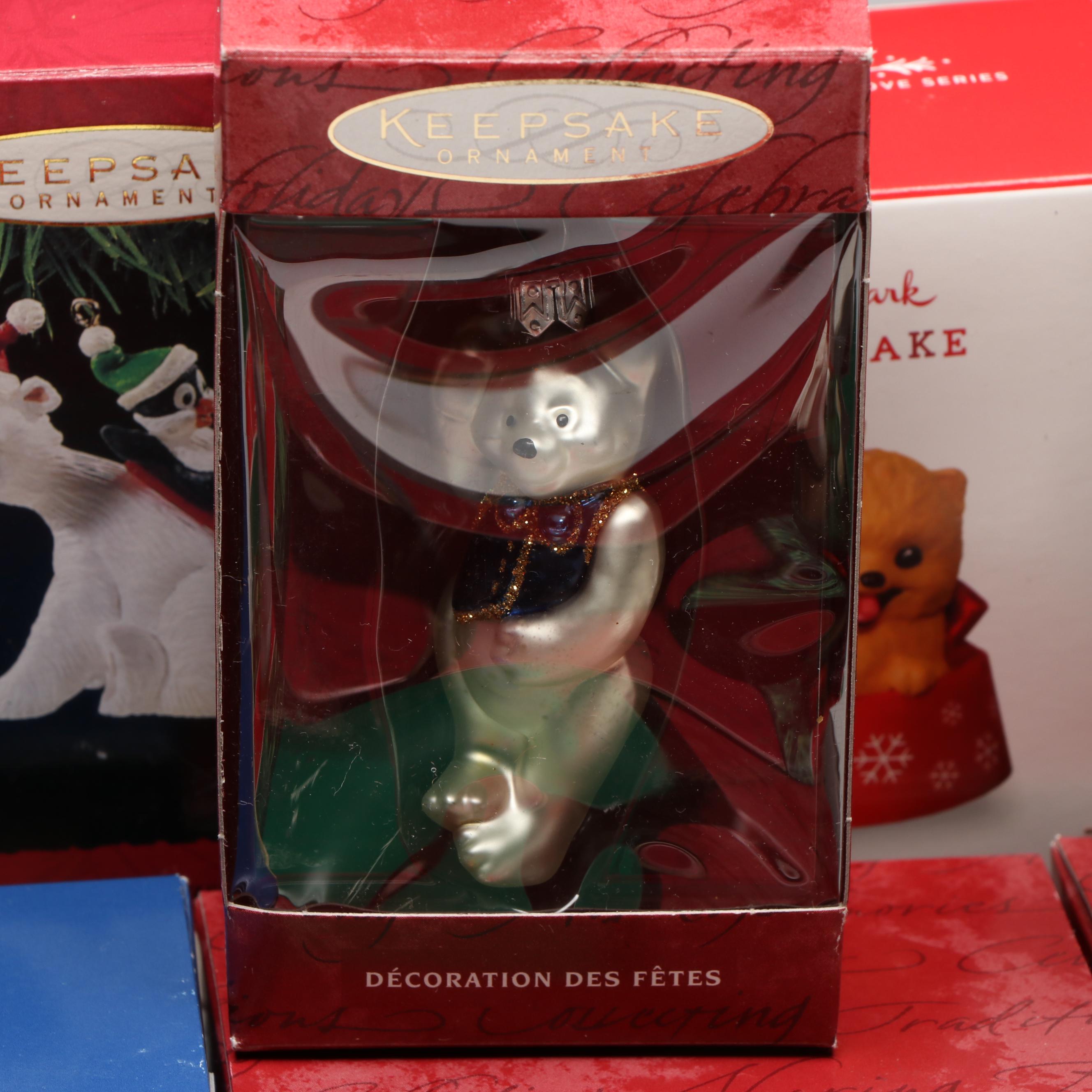 Hallmark Keepsake "Christmas Kitty" and Collector Series Animal Ornaments