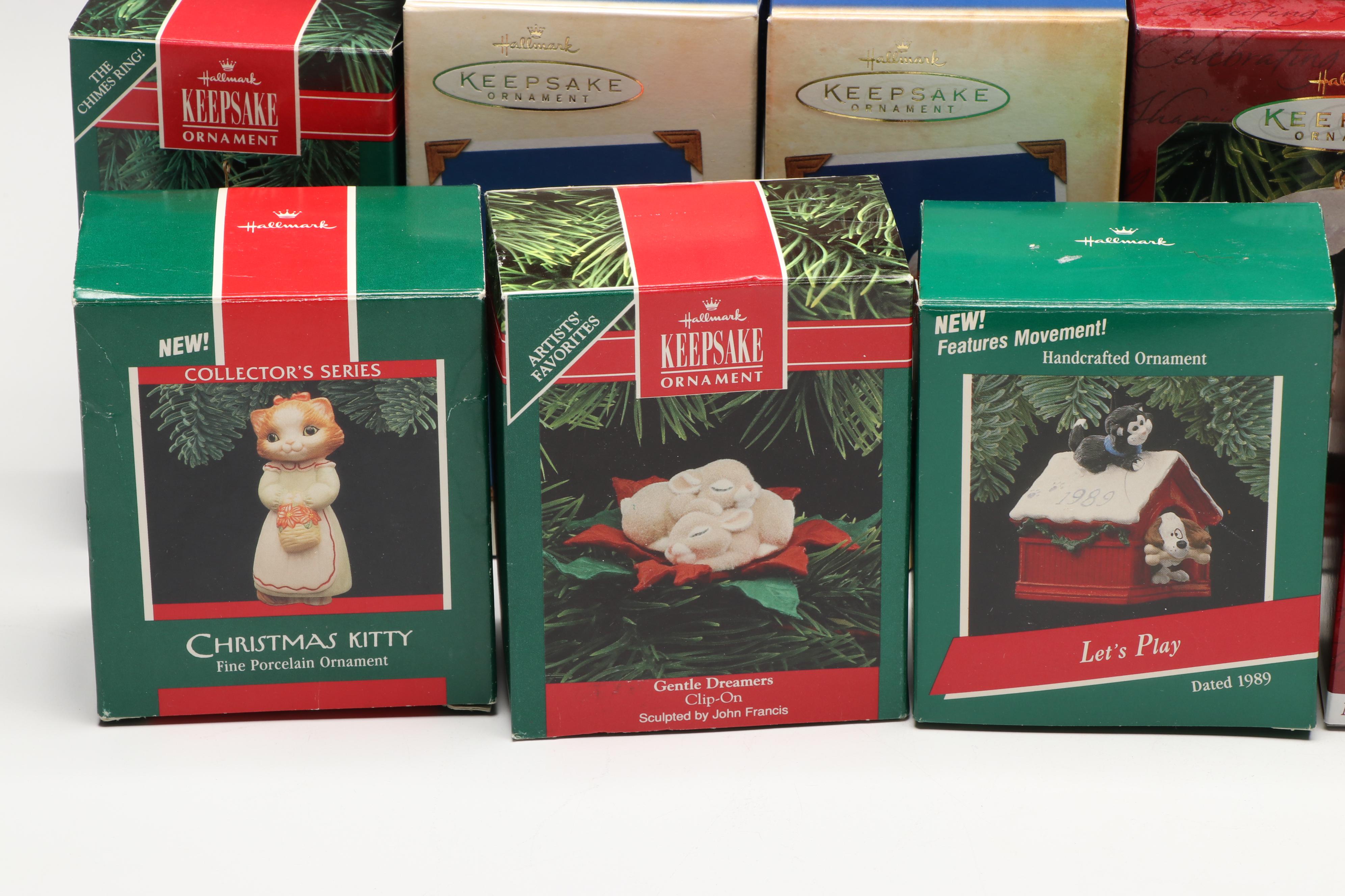 Hallmark Keepsake "Christmas Kitty" and Collector Series Animal Ornaments