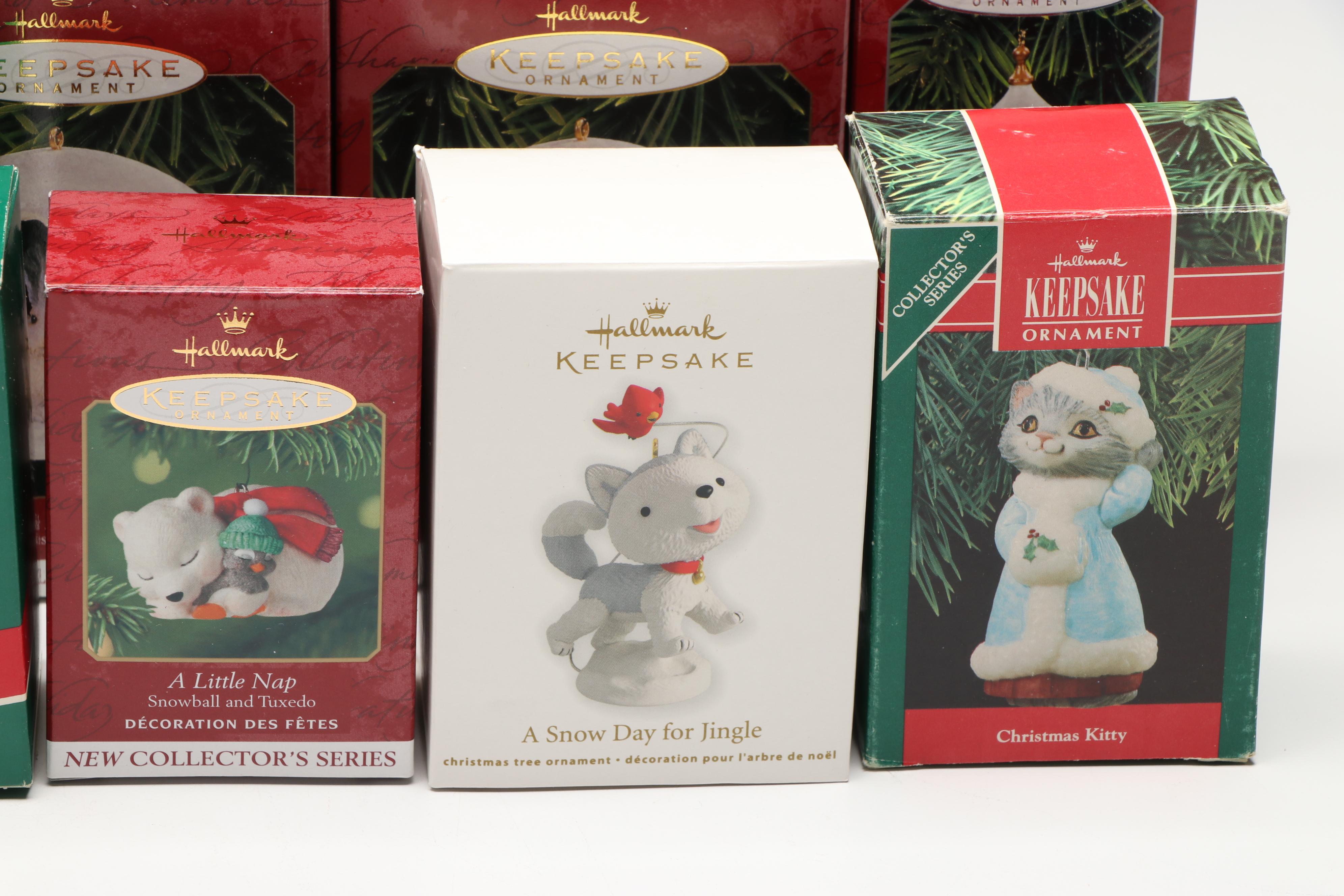 Hallmark Keepsake "Christmas Kitty" and Collector Series Animal Ornaments