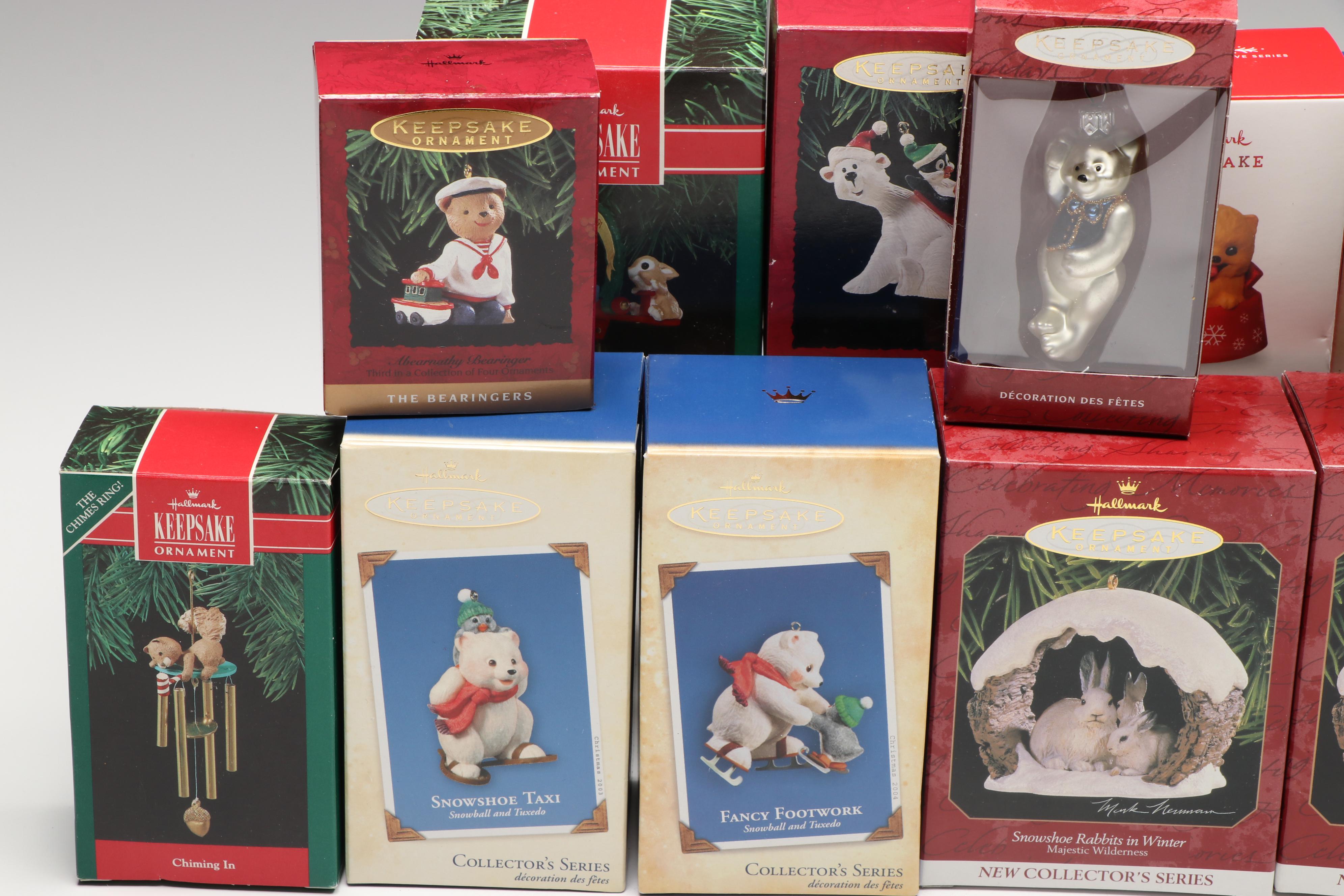 Hallmark Keepsake "Christmas Kitty" and Collector Series Animal Ornaments