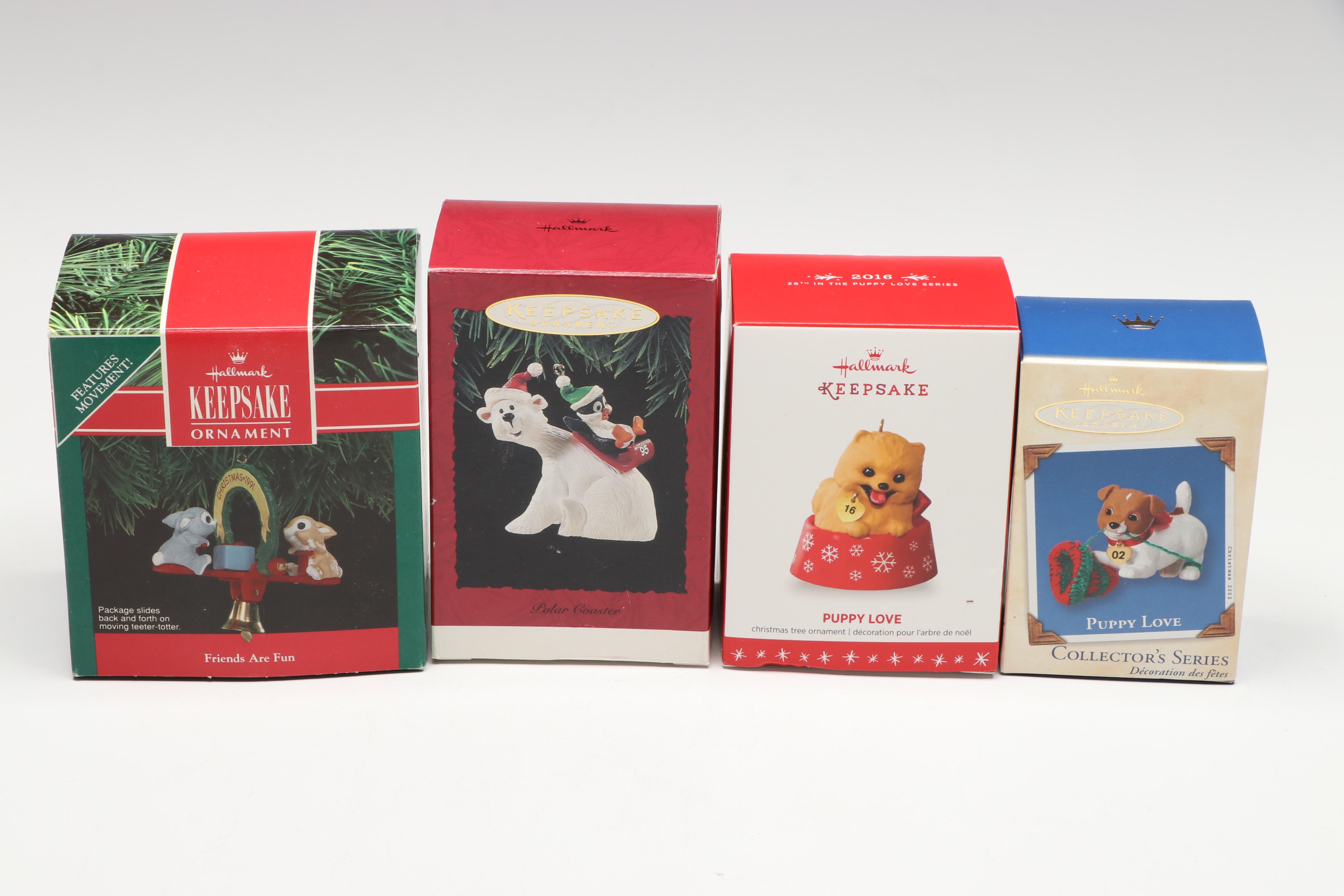 Hallmark Keepsake "Christmas Kitty" and Collector Series Animal Ornaments