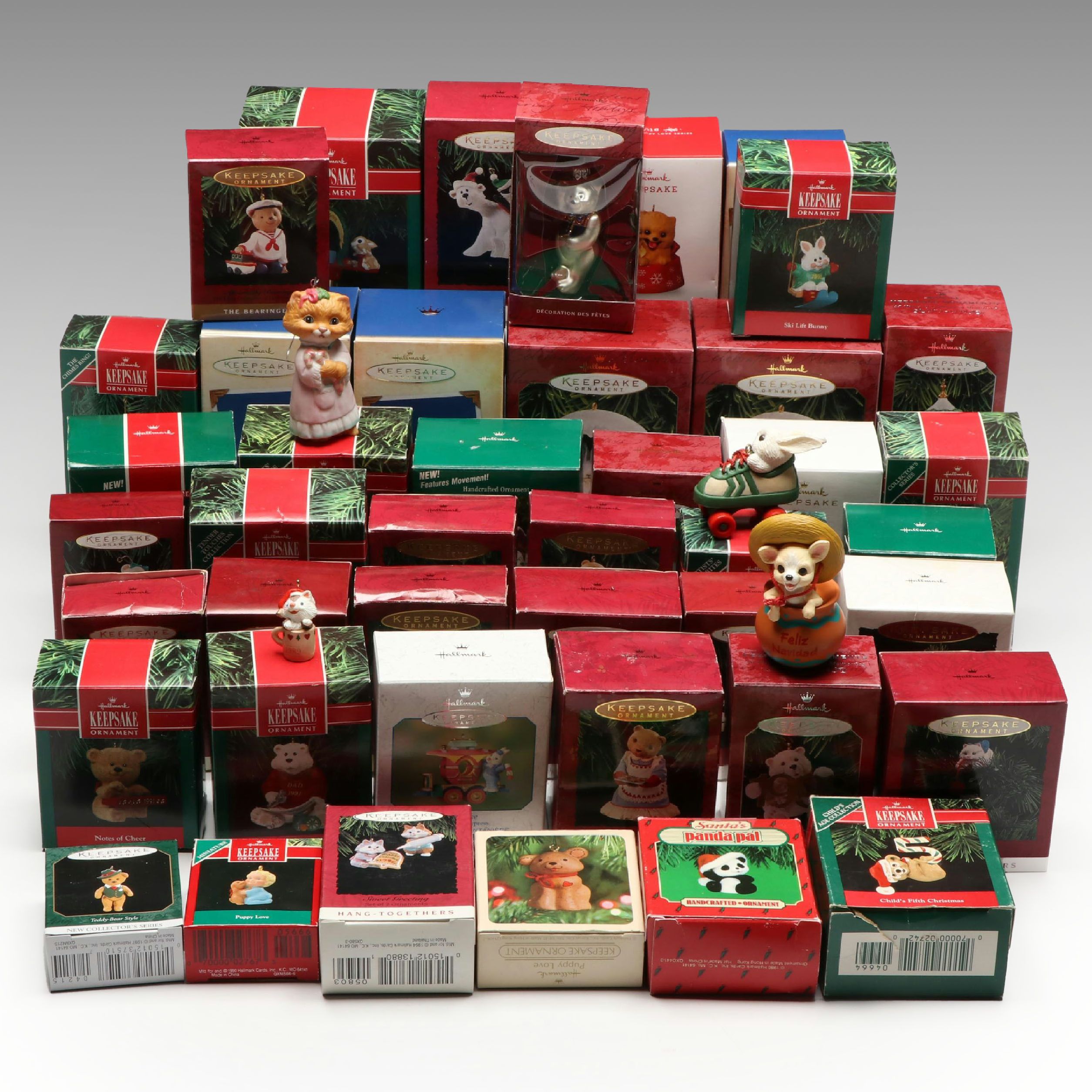 Hallmark Keepsake "Christmas Kitty" and Collector Series Animal Ornaments