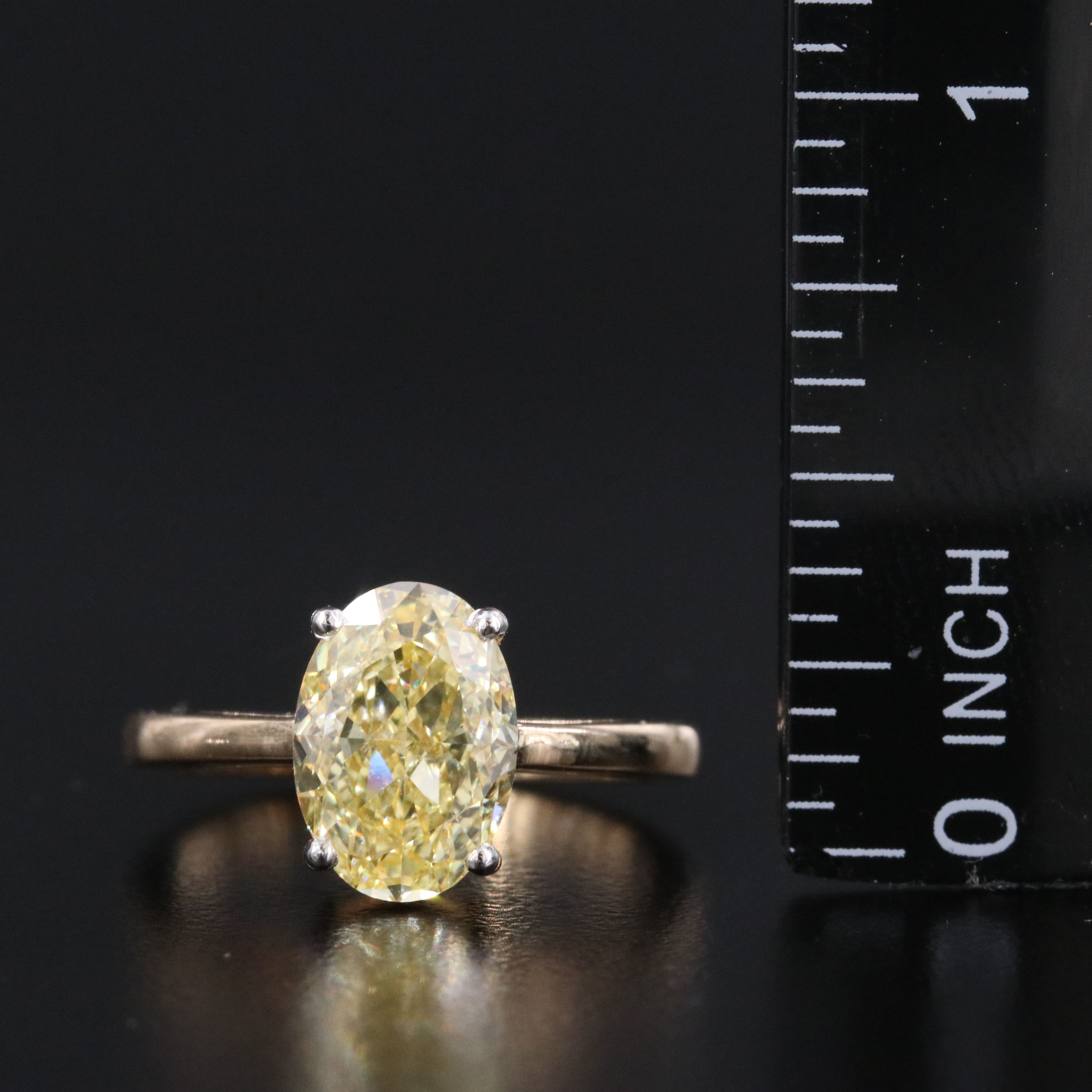 18K 3.01 CT Fancy Intense Yellow Lab Grown Diamond Ring with IGI Report