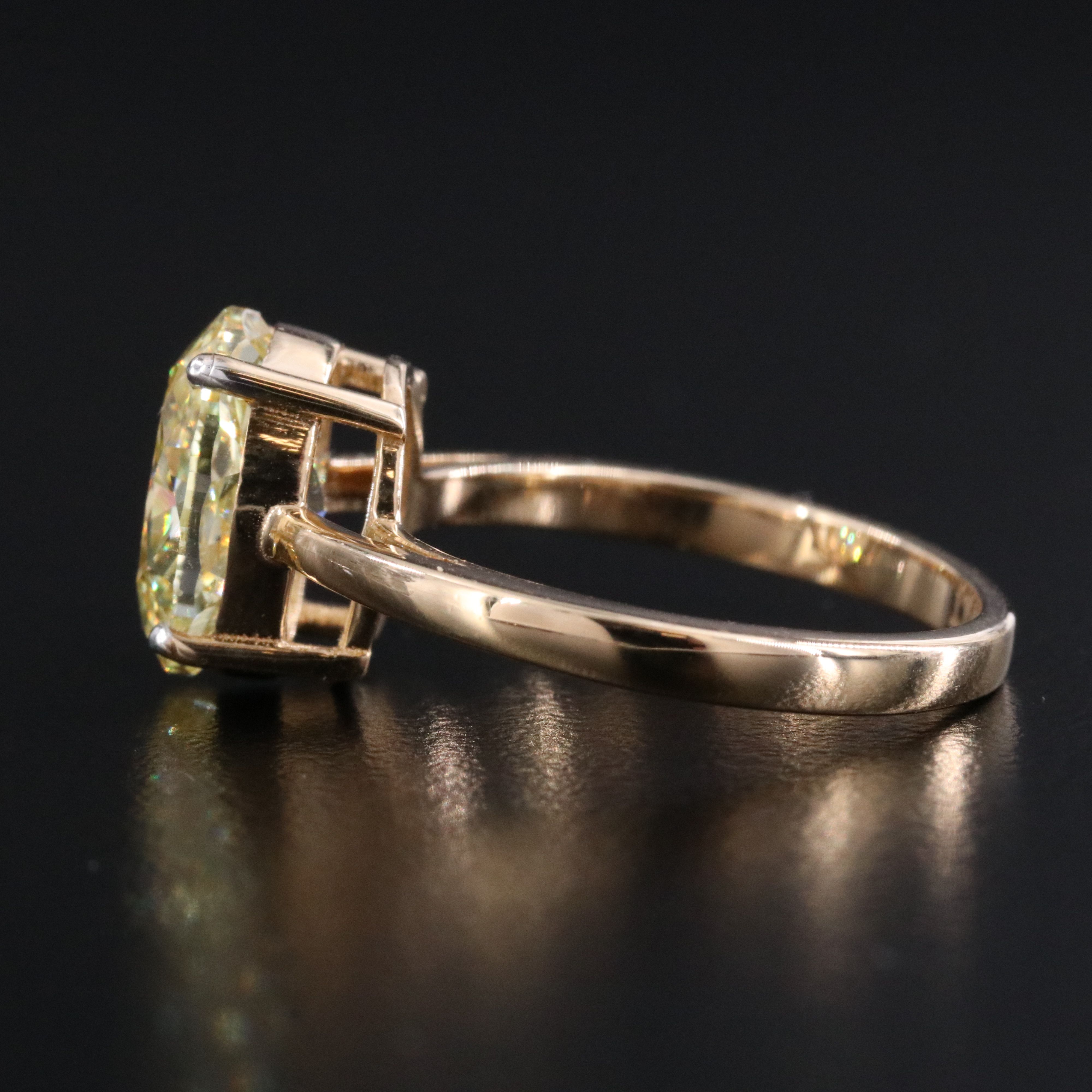 18K 3.01 CT Fancy Intense Yellow Lab Grown Diamond Ring with IGI Report