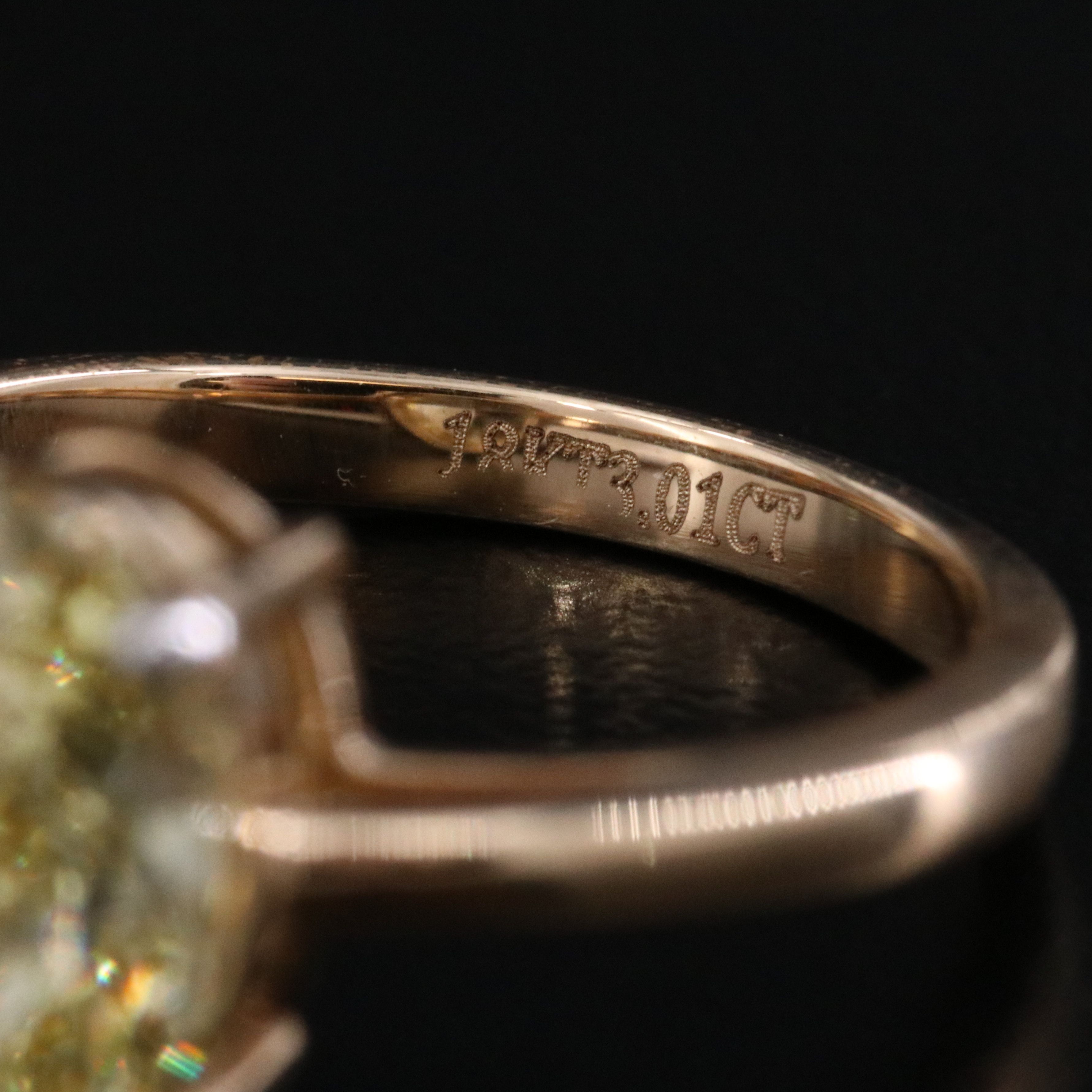 18K 3.01 CT Fancy Intense Yellow Lab Grown Diamond Ring with IGI Report