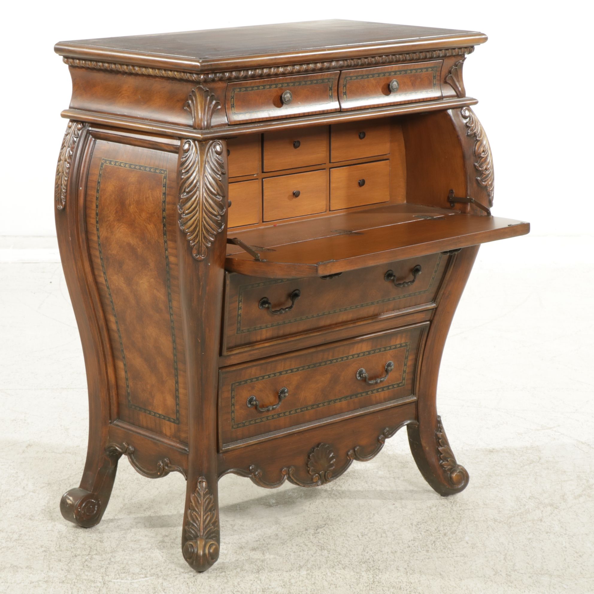 Dutch Baroque Style Bombé Fall-Front Desk, Late 20th to 21st Century