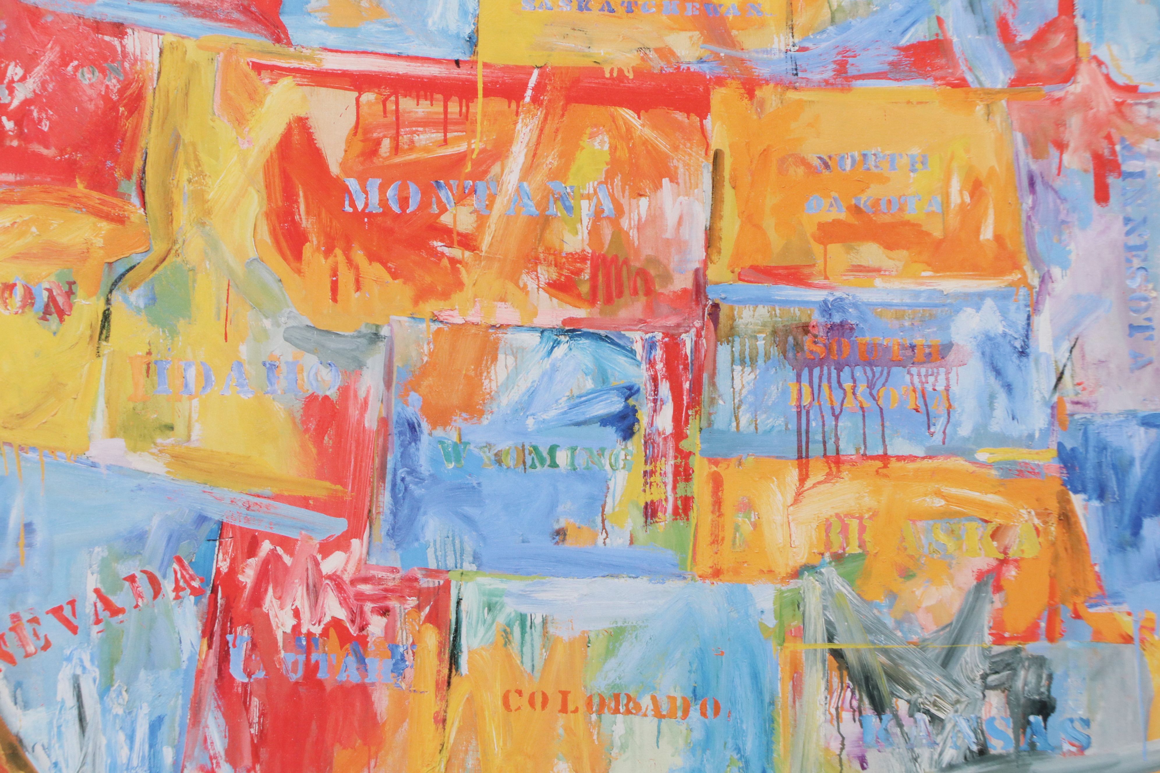 Offset Lithograph After Jasper Johns "Map"