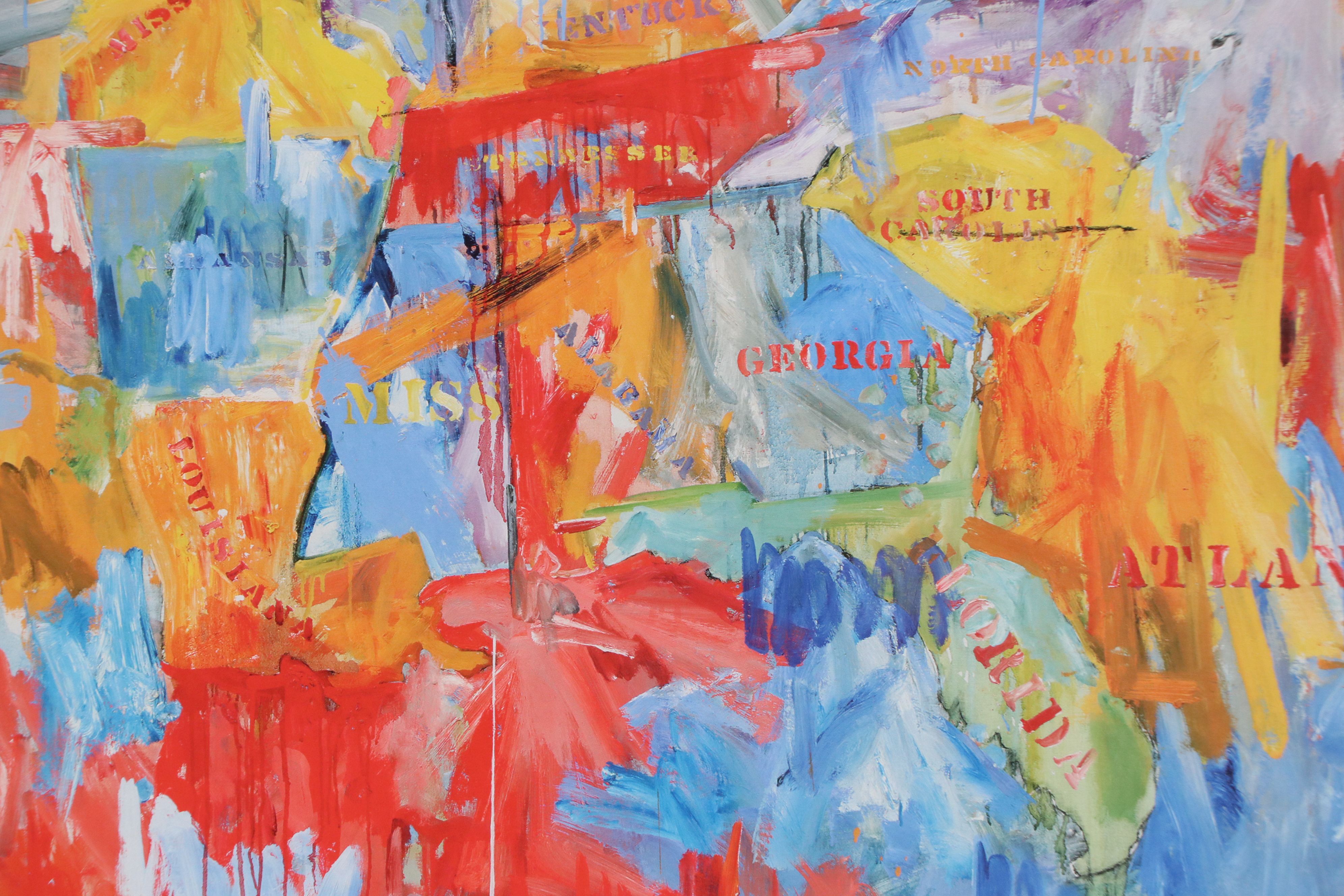 Offset Lithograph After Jasper Johns "Map"