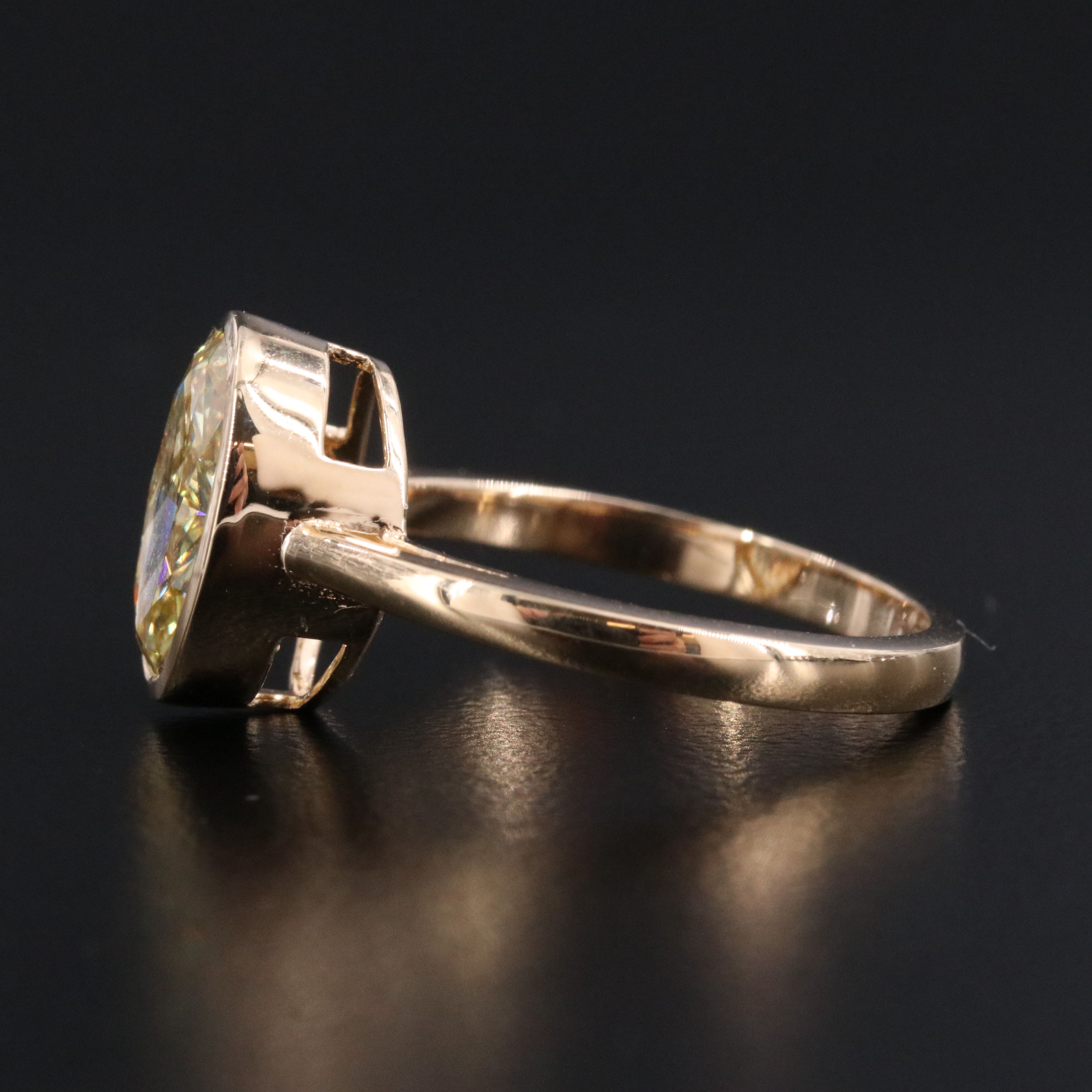 18K 3.01 CT Lab Grown Fancy Intense Yellow Diamond Solitaire Ring w/ IGI Report