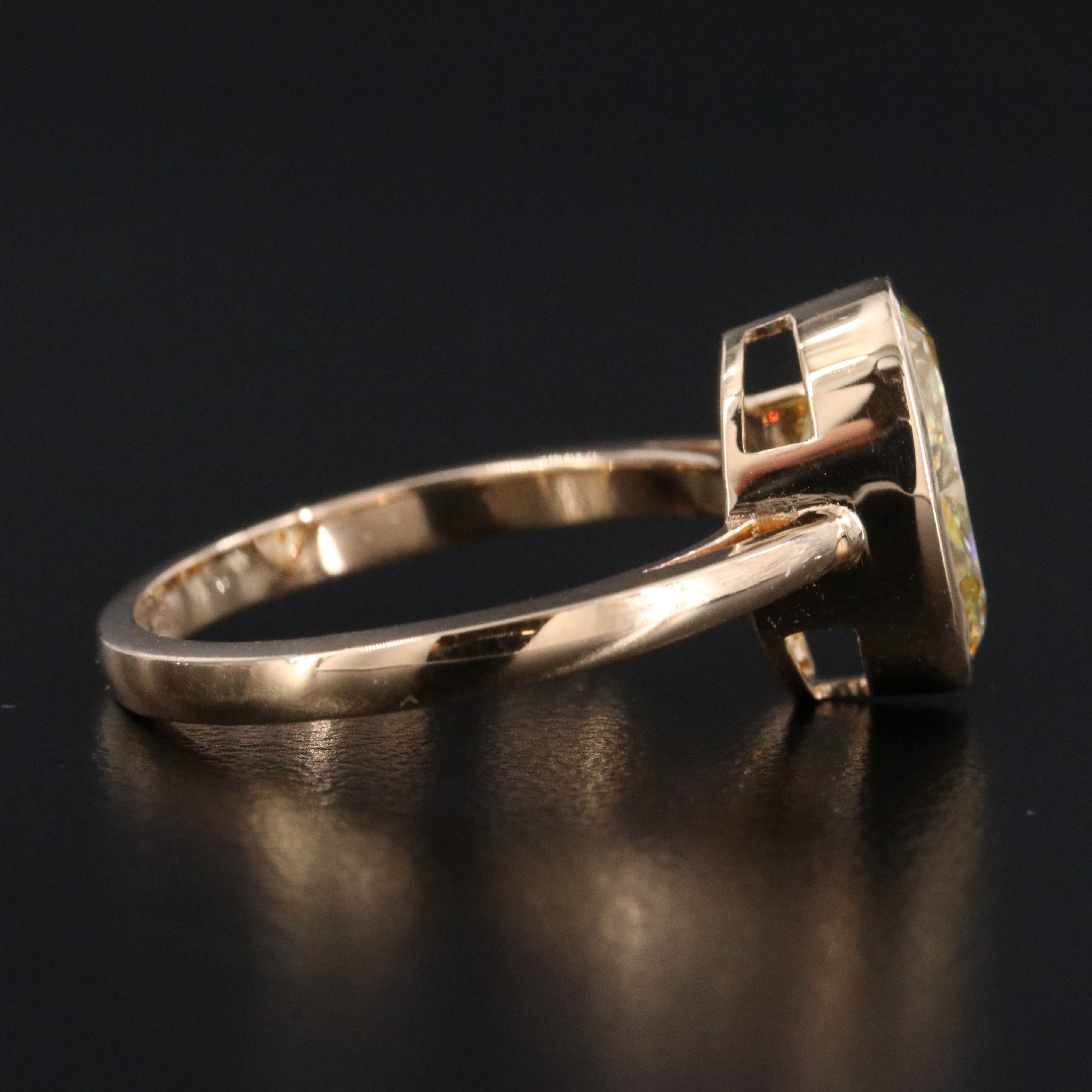 18K 3.01 CT Lab Grown Fancy Intense Yellow Diamond Solitaire Ring w/ IGI Report