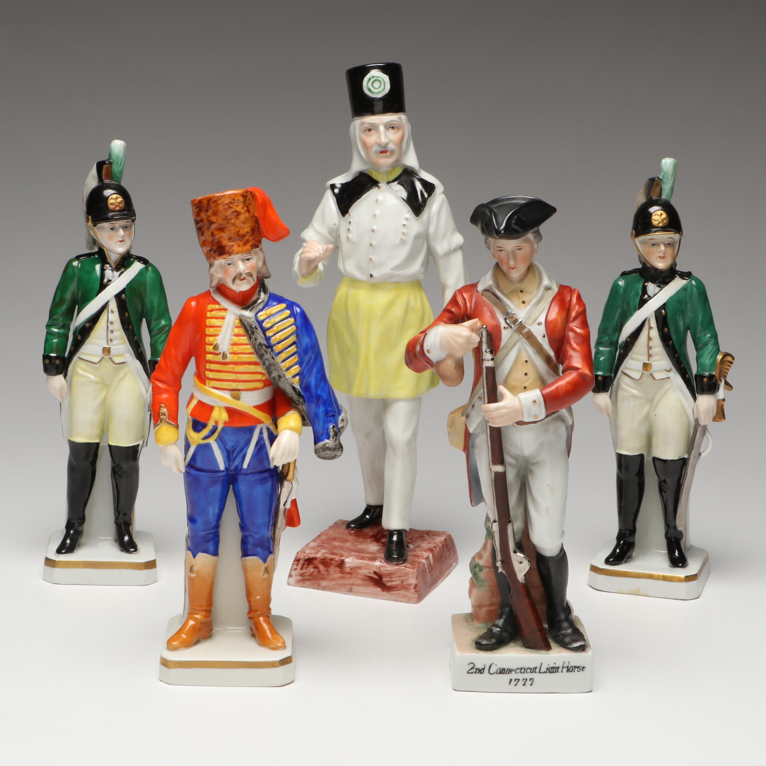 Carl Thieme, Sitzendorf and Other Military Dressed Porcelain Figures