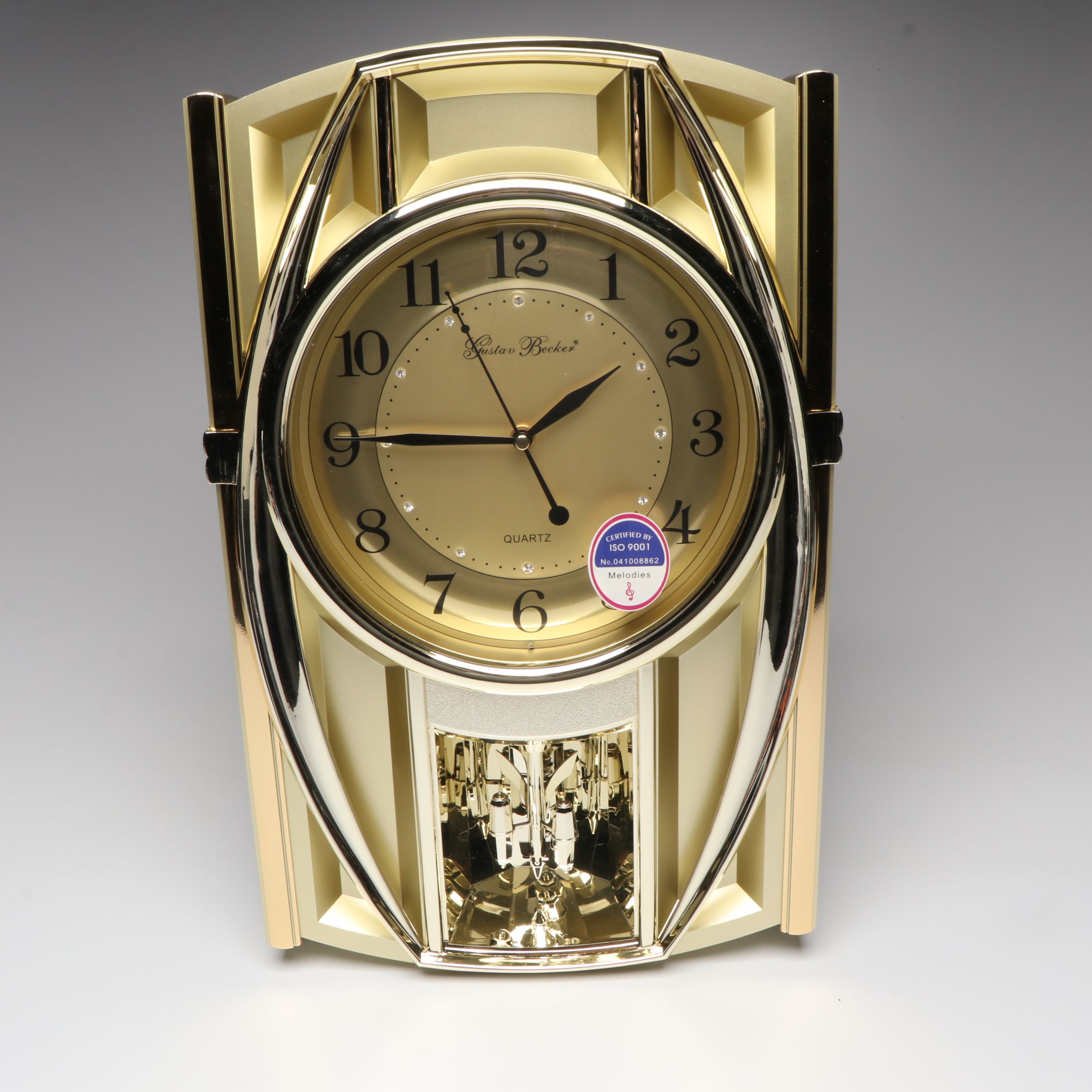 Gustav Becker Gold Finish Wall Clock with Howard Miller and Other Clocks