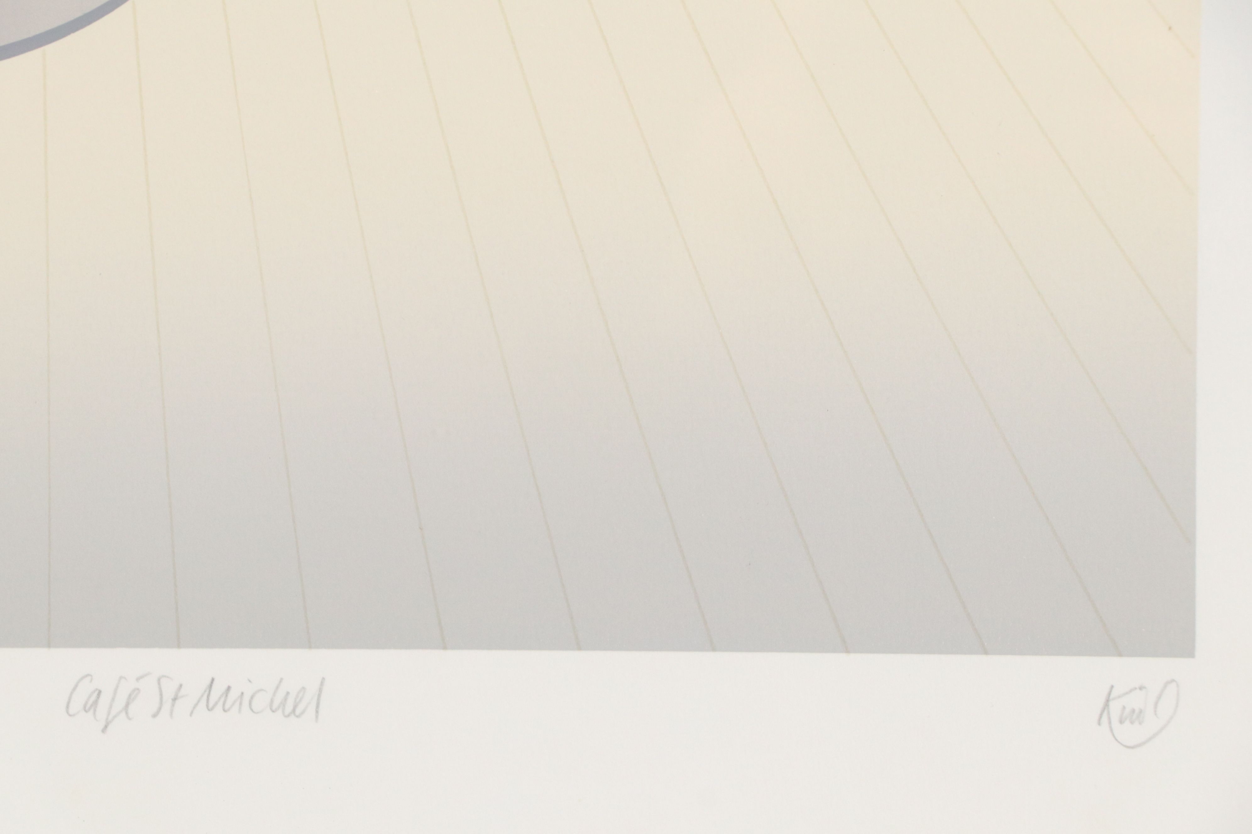 Peregrine King Color Lithograph "Café St. Michel"