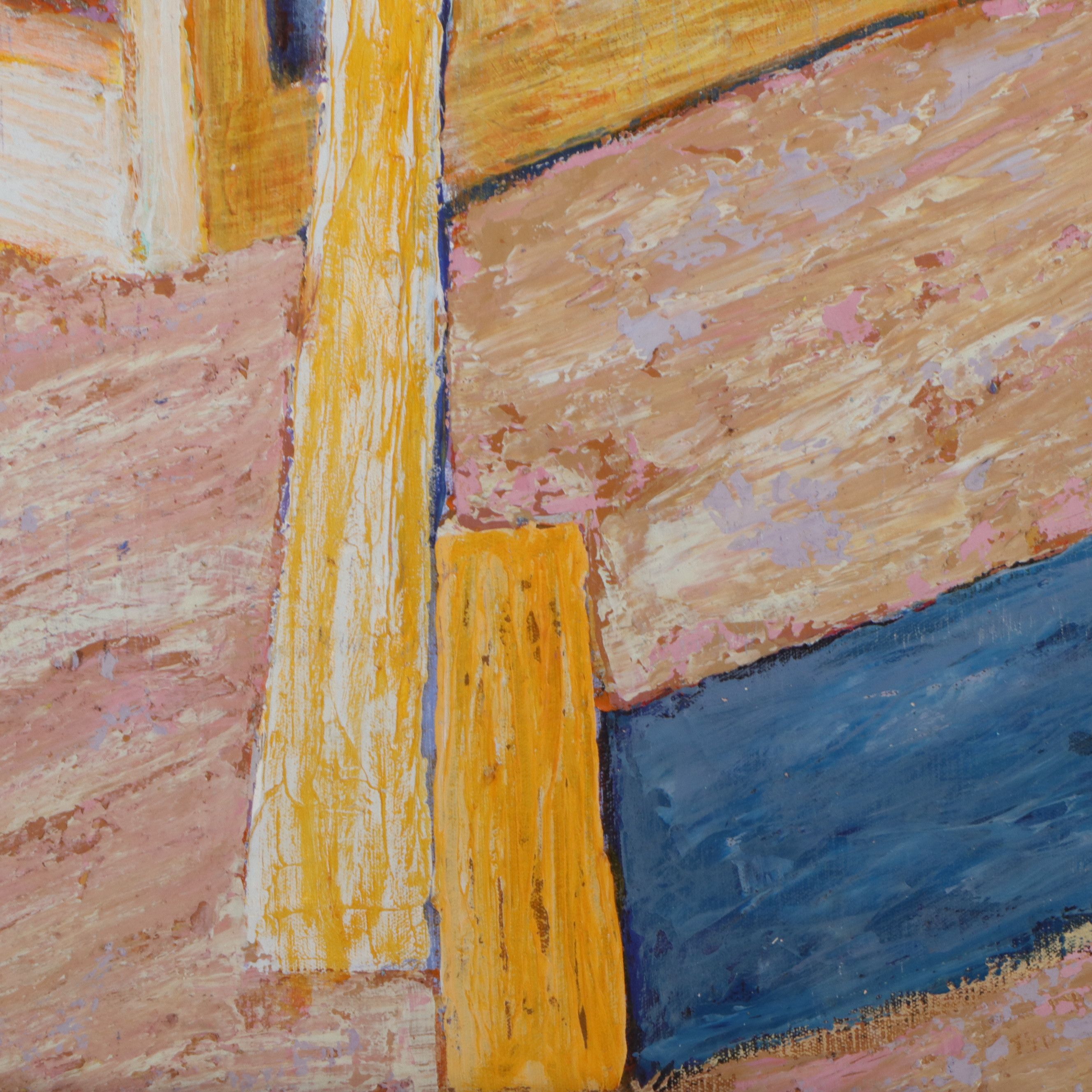 Howard Storm Monumental Acrylic Painting of Wood Structure, Late 20th Century