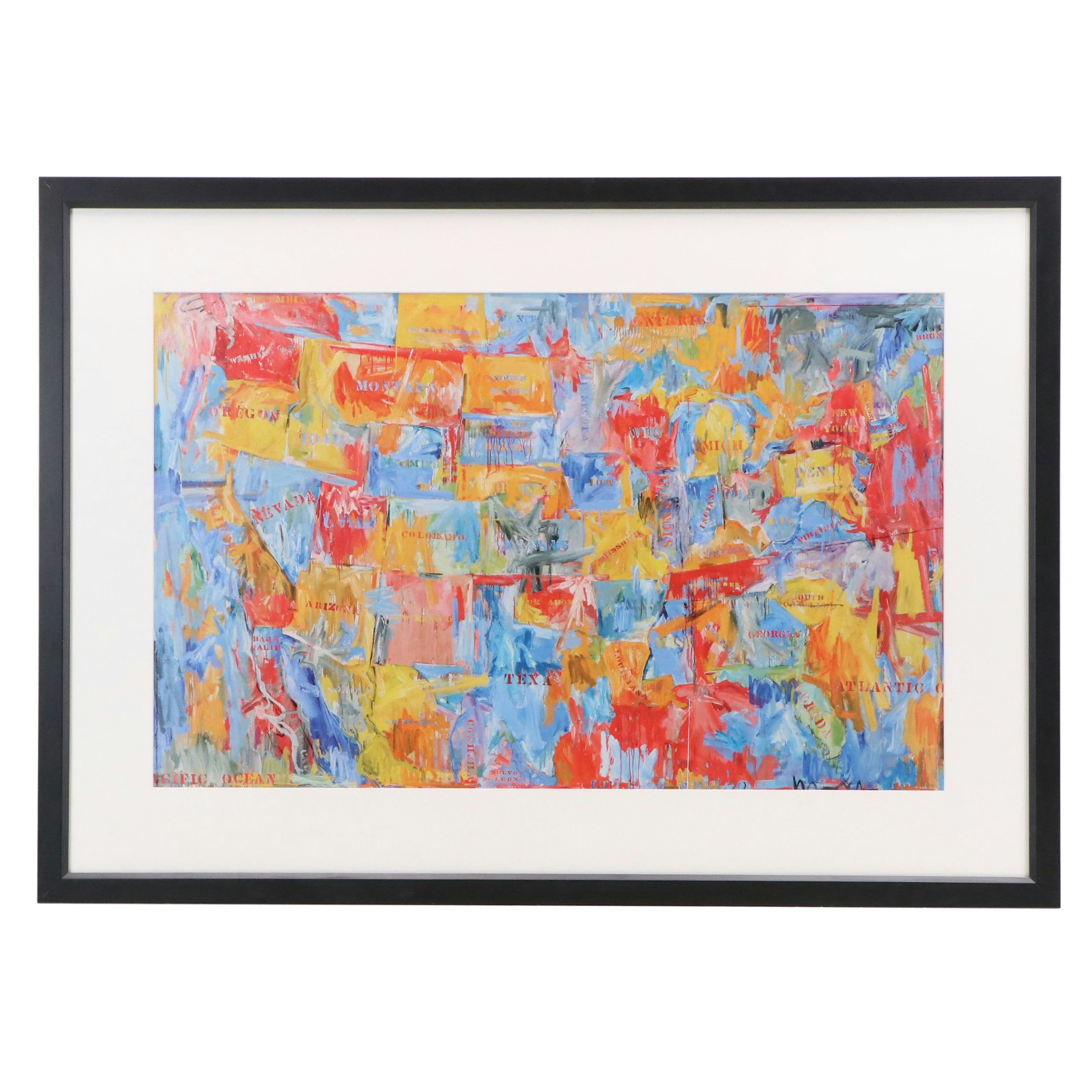 Offset Lithograph After Jasper Johns "Map"