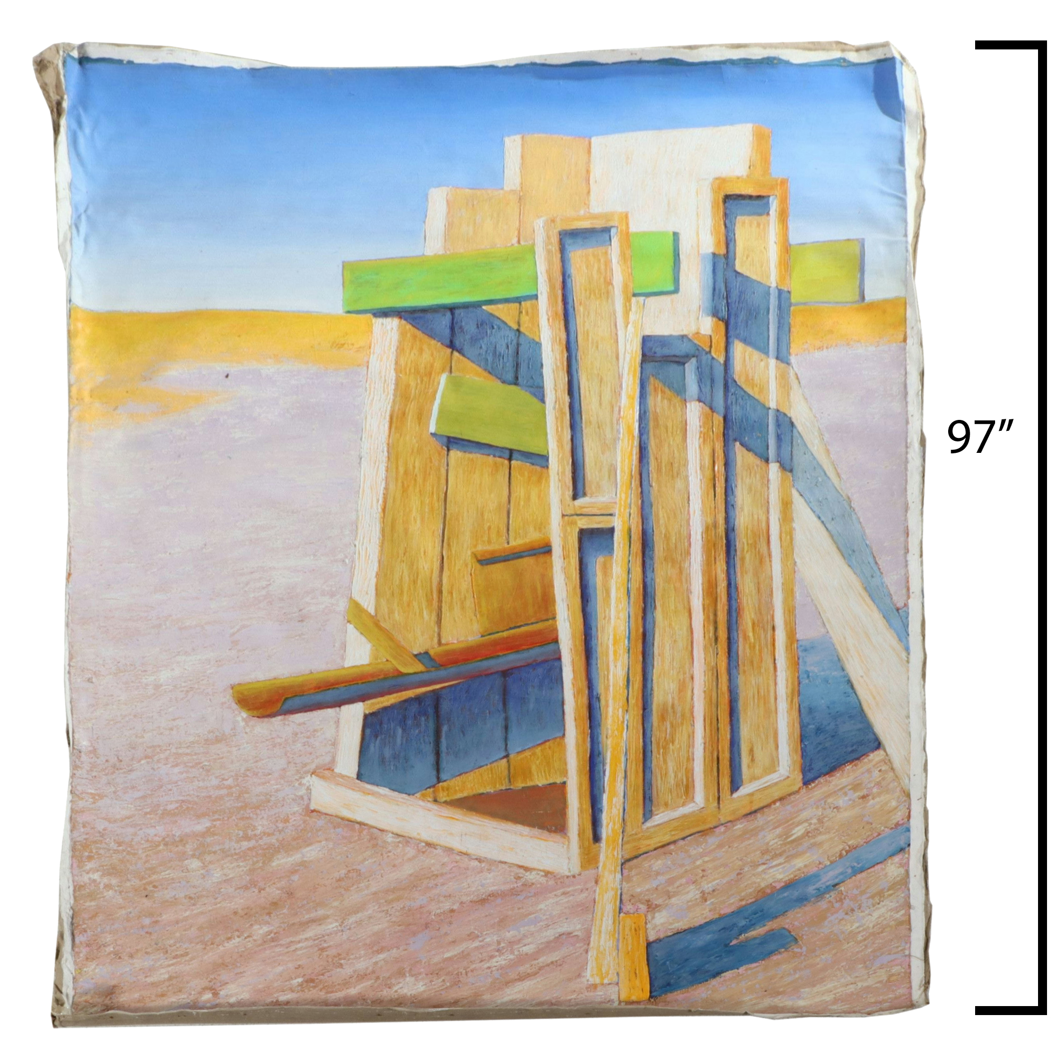 Howard Storm Monumental Acrylic Painting of Wood Structure, Late 20th Century
