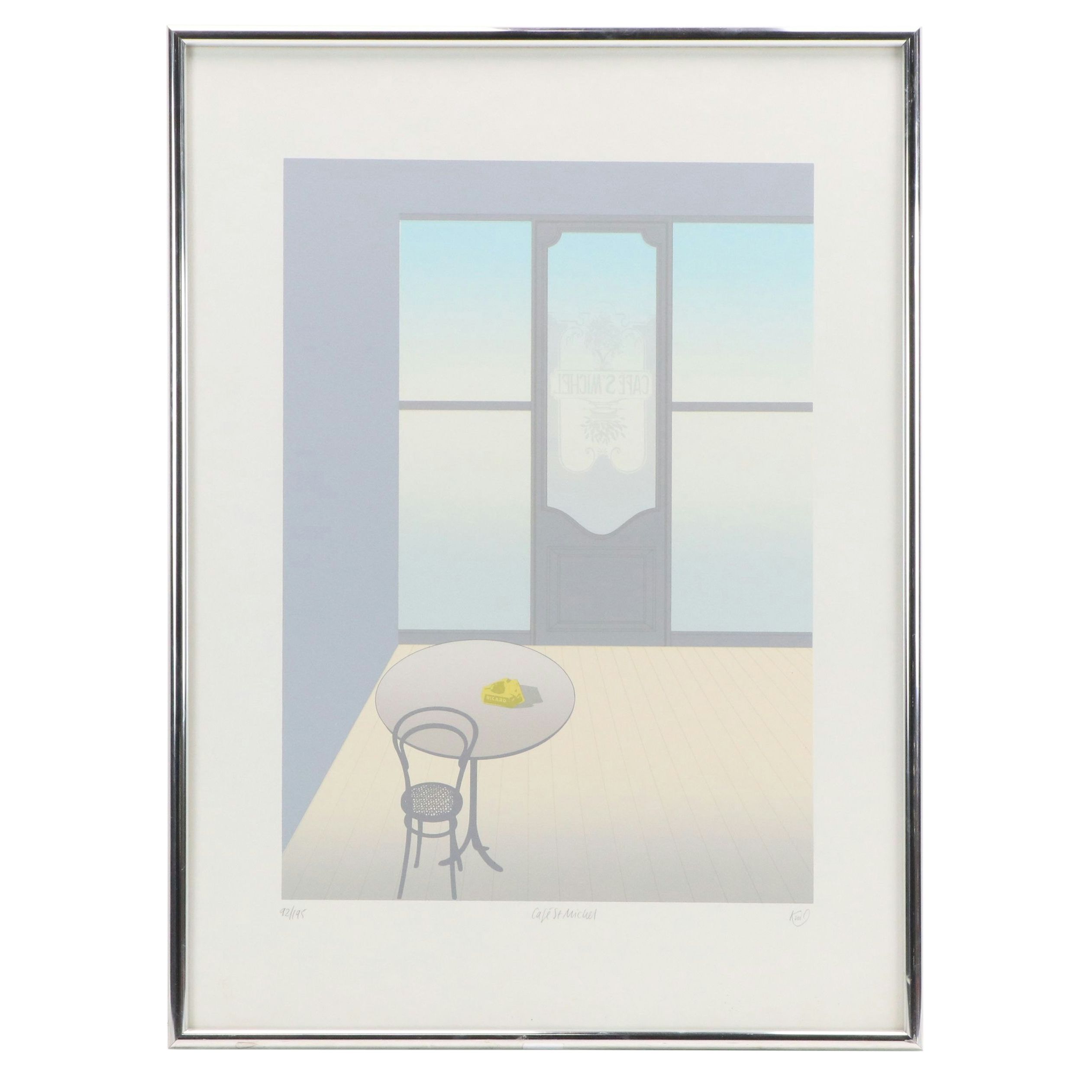 Peregrine King Color Lithograph "Café St. Michel"
