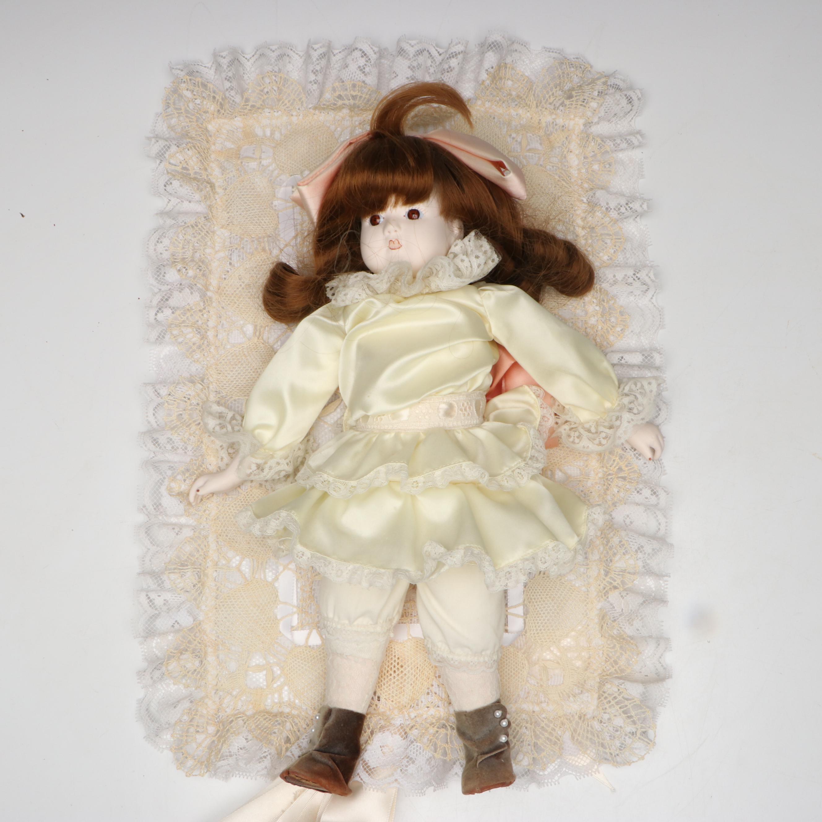 Ganz "Q-Tee" Porcelain Clown with Other Porcelain and Composition Dolls