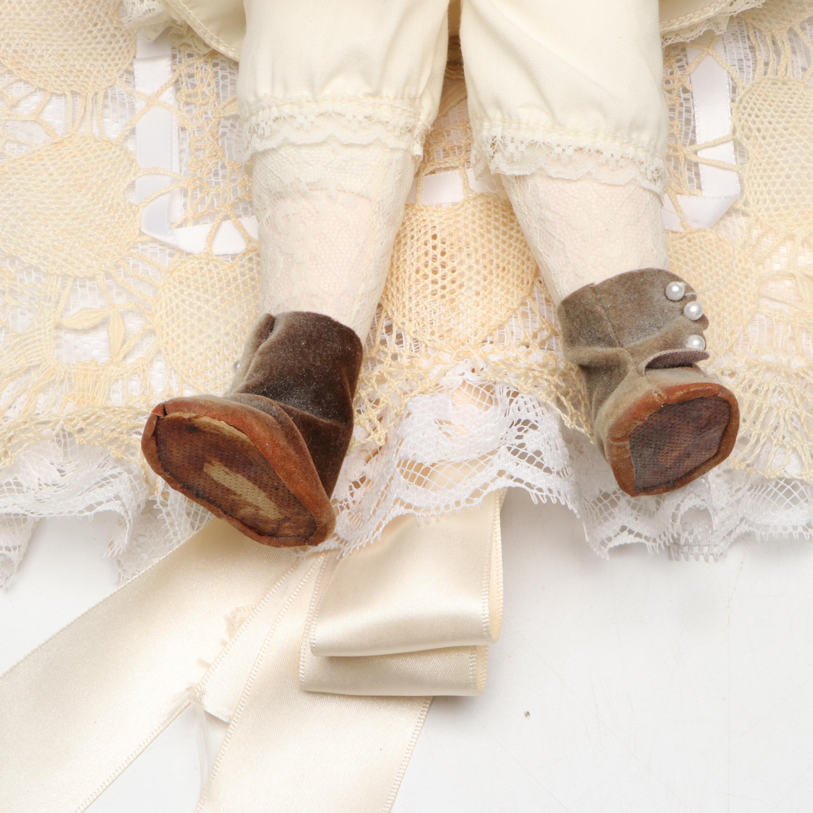 Ganz "Q-Tee" Porcelain Clown with Other Porcelain and Composition Dolls