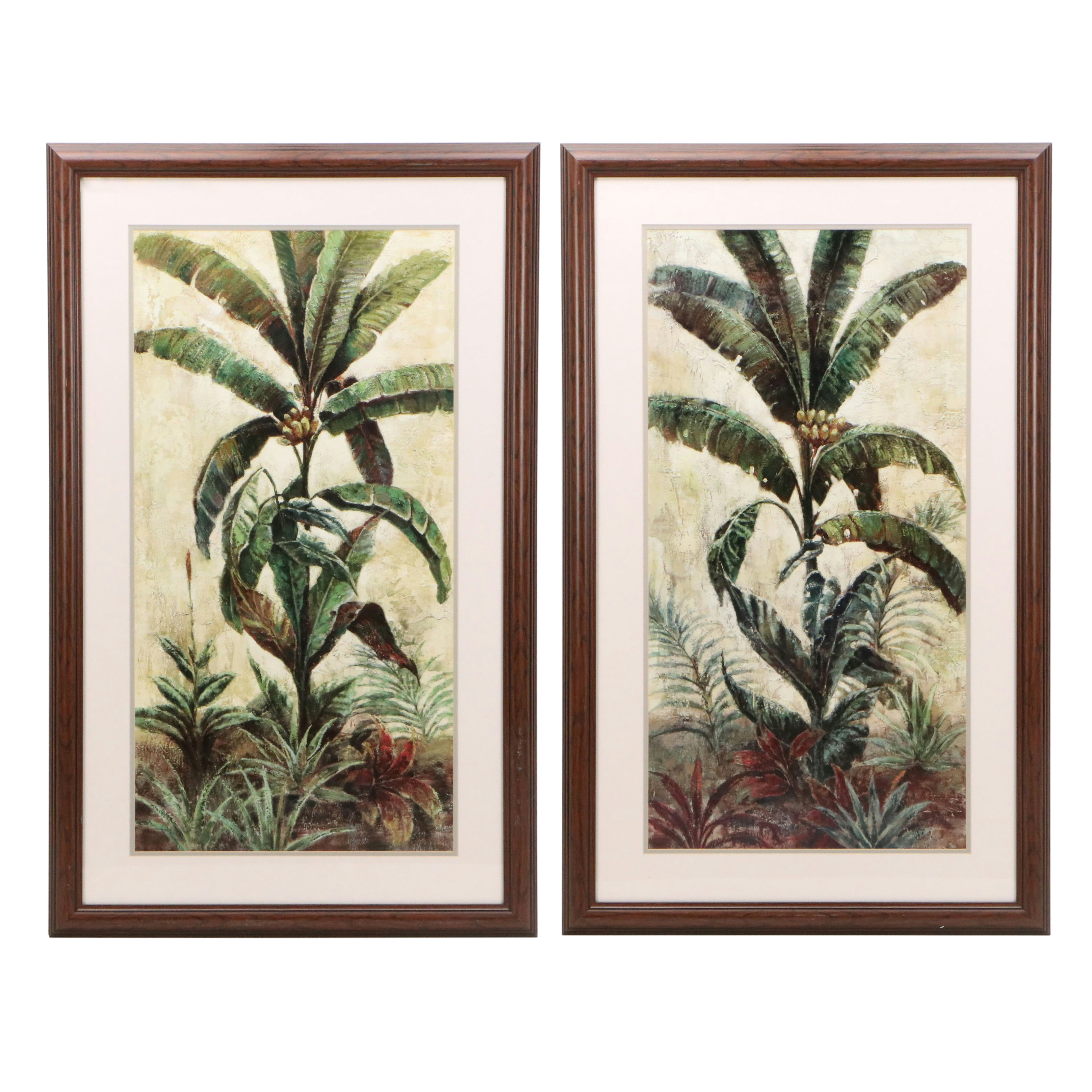 Eduardo Moreau Offset Lithographs "Exotic Palms I and II," Late 20th Century