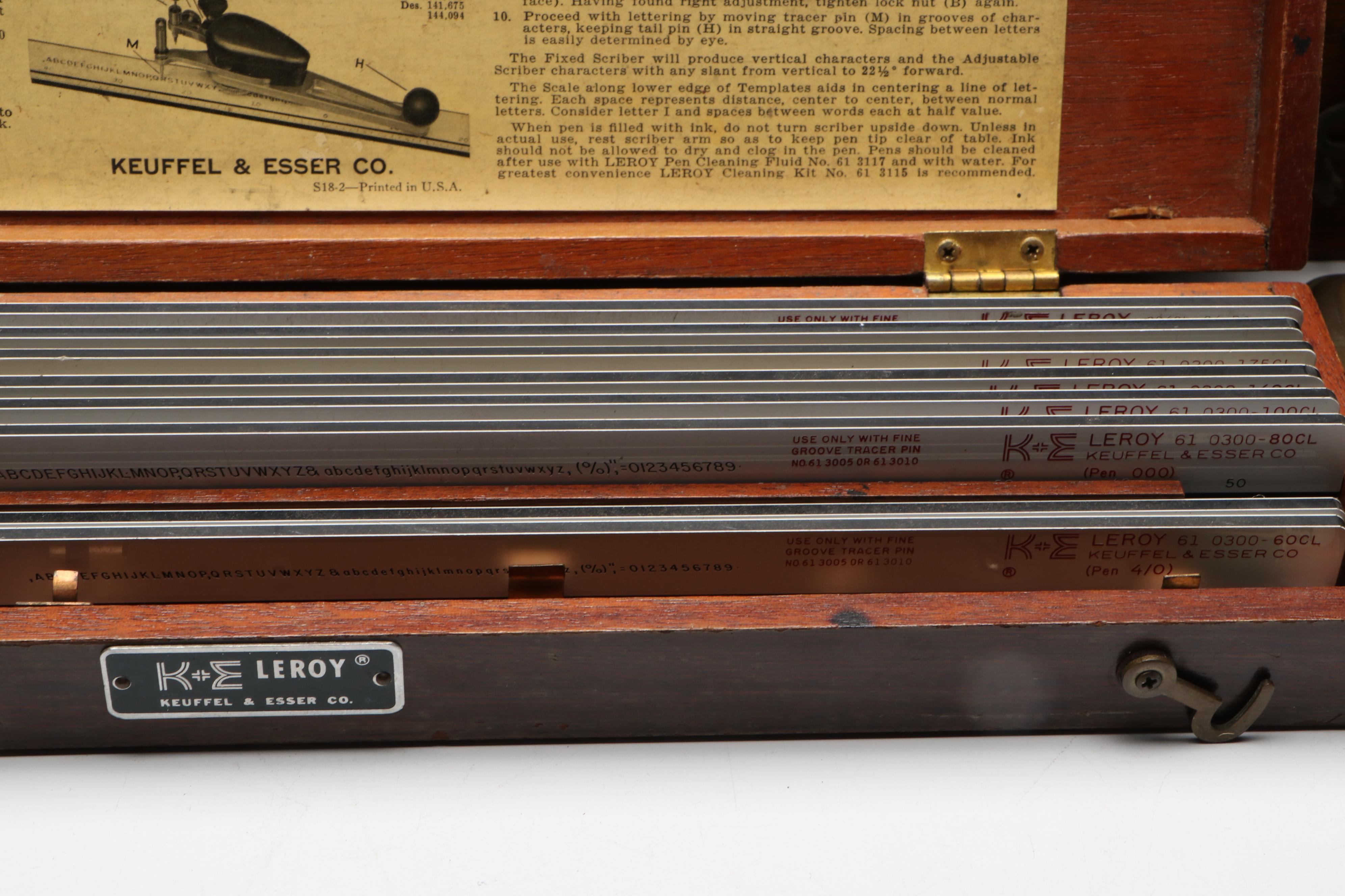 Bruning-Wallace US Navy Drafting Machine with Leroy Lettering Set and More