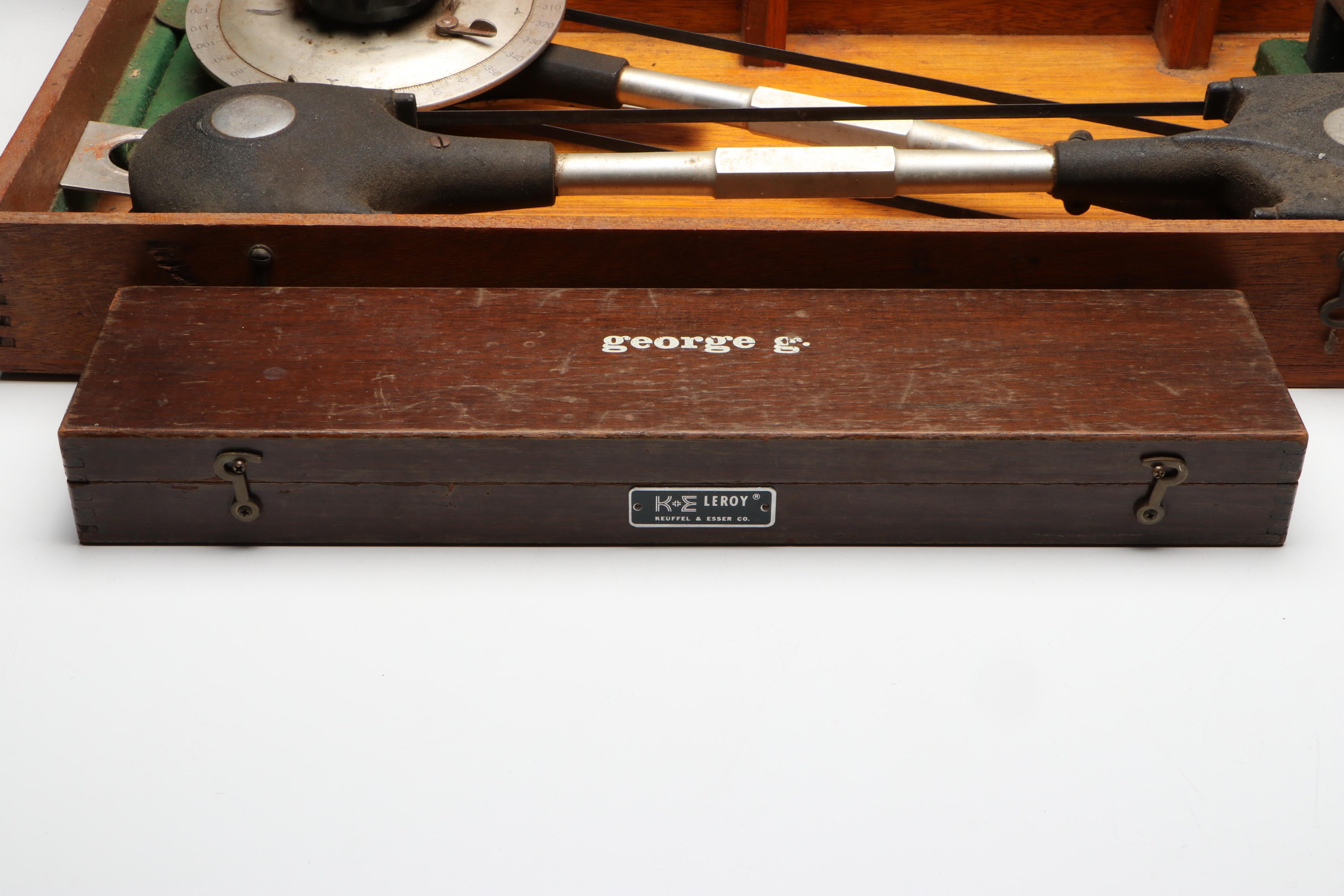 Bruning-Wallace US Navy Drafting Machine with Leroy Lettering Set and More