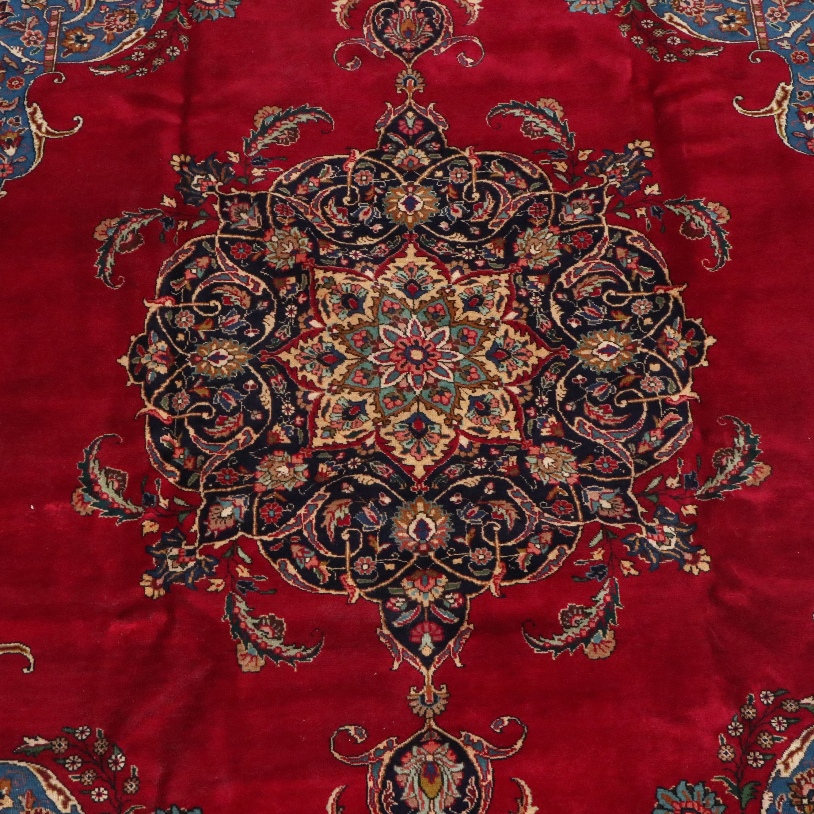 8'10 x 12'8 Hand-Knotted Persian Kashan Room-Sized Rug