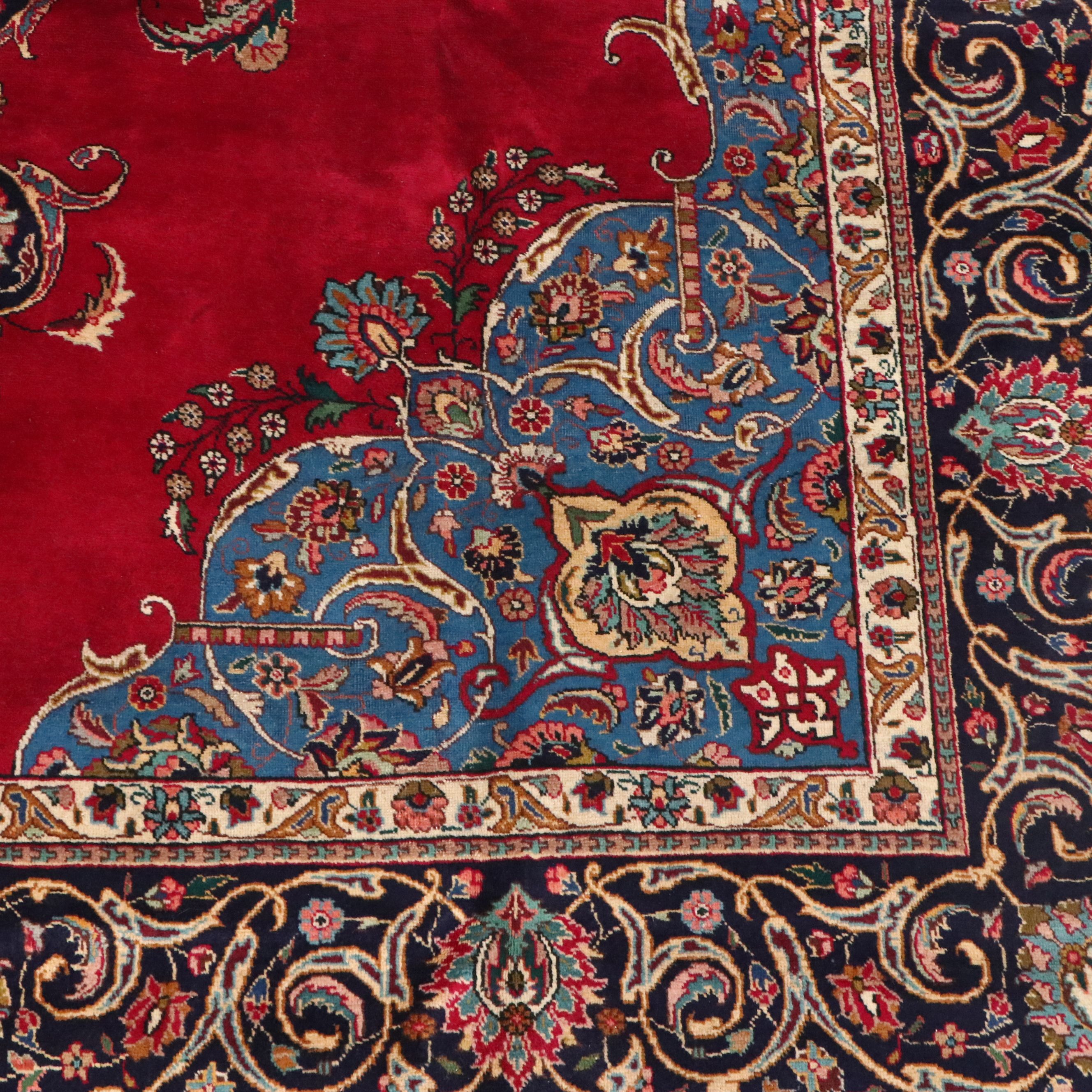 8'10 x 12'8 Hand-Knotted Persian Kashan Room-Sized Rug