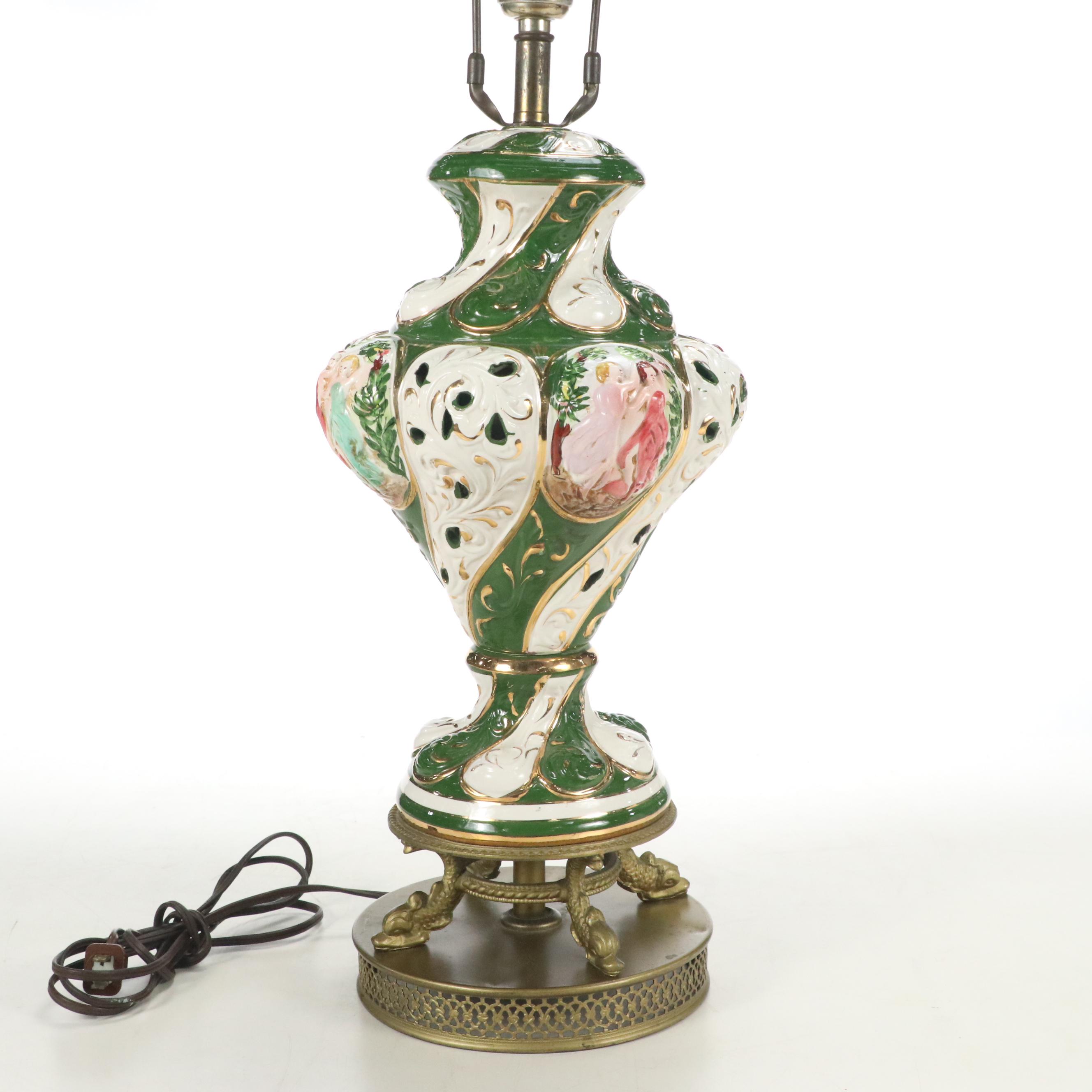 Italian Capodimonte Style Table Lamps, Mid to Late 20th Century