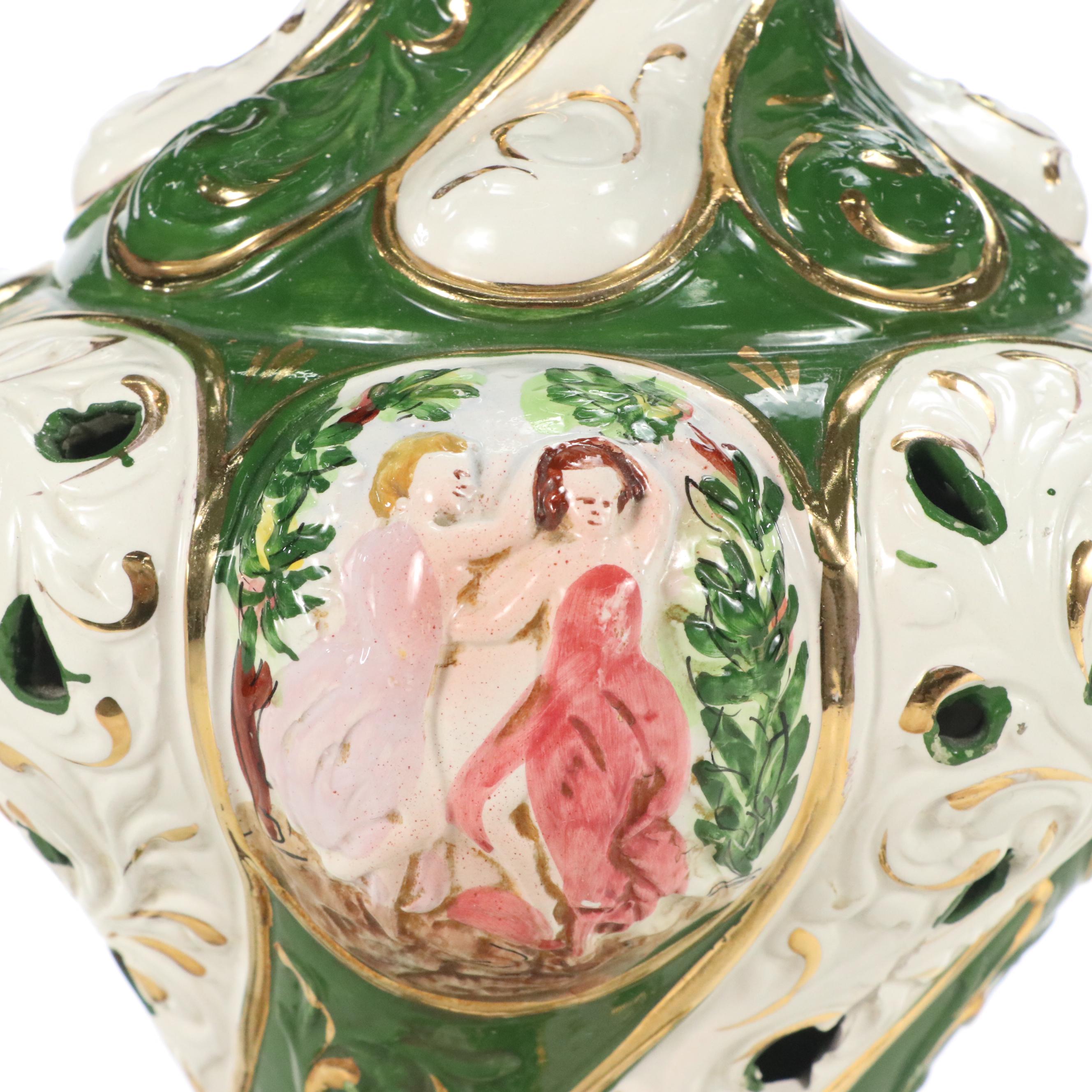 Italian Capodimonte Style Table Lamps, Mid to Late 20th Century