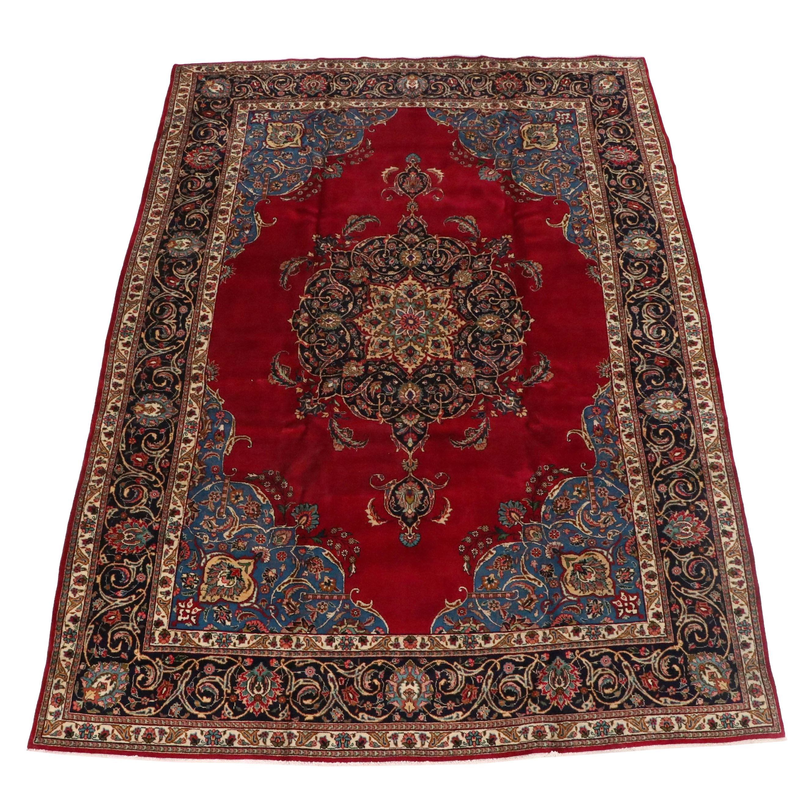 8'10 x 12'8 Hand-Knotted Persian Kashan Room-Sized Rug